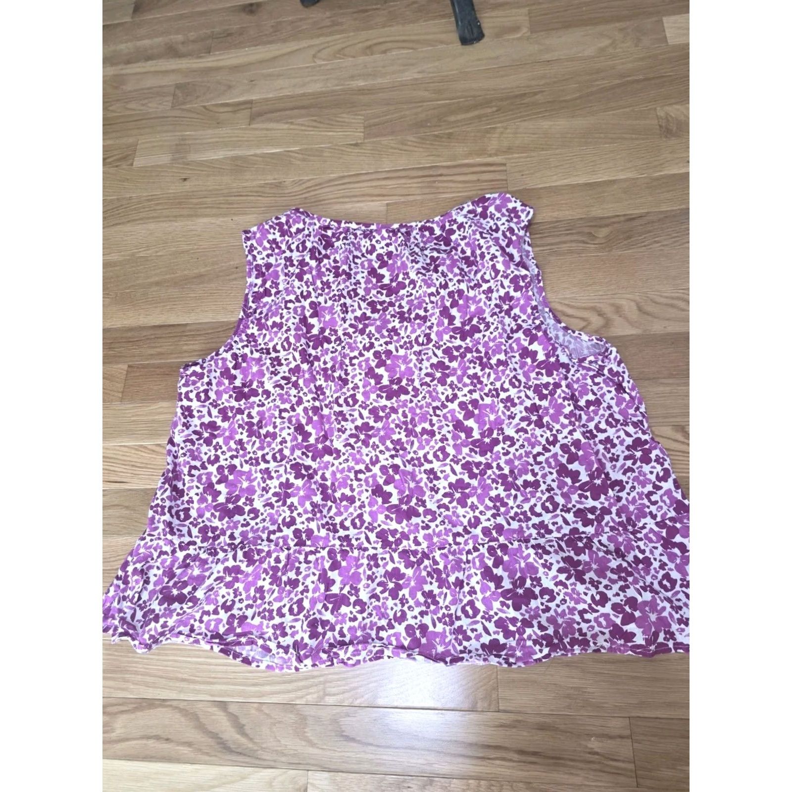Gap Gap Women's Tank Blouse XL Sleeveless Pink Floral Peplum V-Neck Pullover Casual Summer Mulitcolor Size XL / US 12-14 / IT 48-50 - 5 Thumbnail