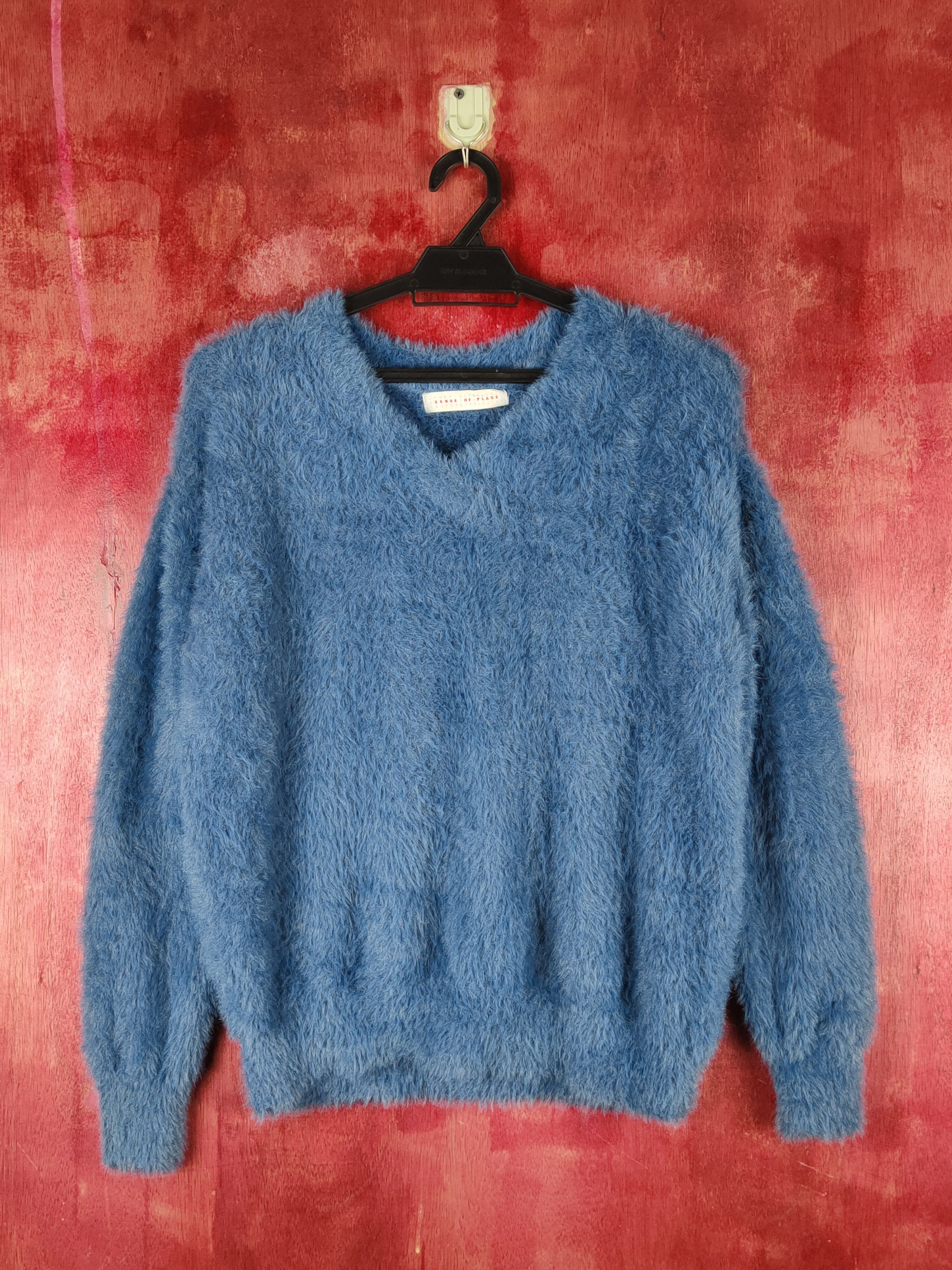 Vintage Sense of Place Blue Shag Shaggy Fur Mohair Knitwear #S2166 Size M / US 6-8 / IT 42-44 - 1 Thumbnail