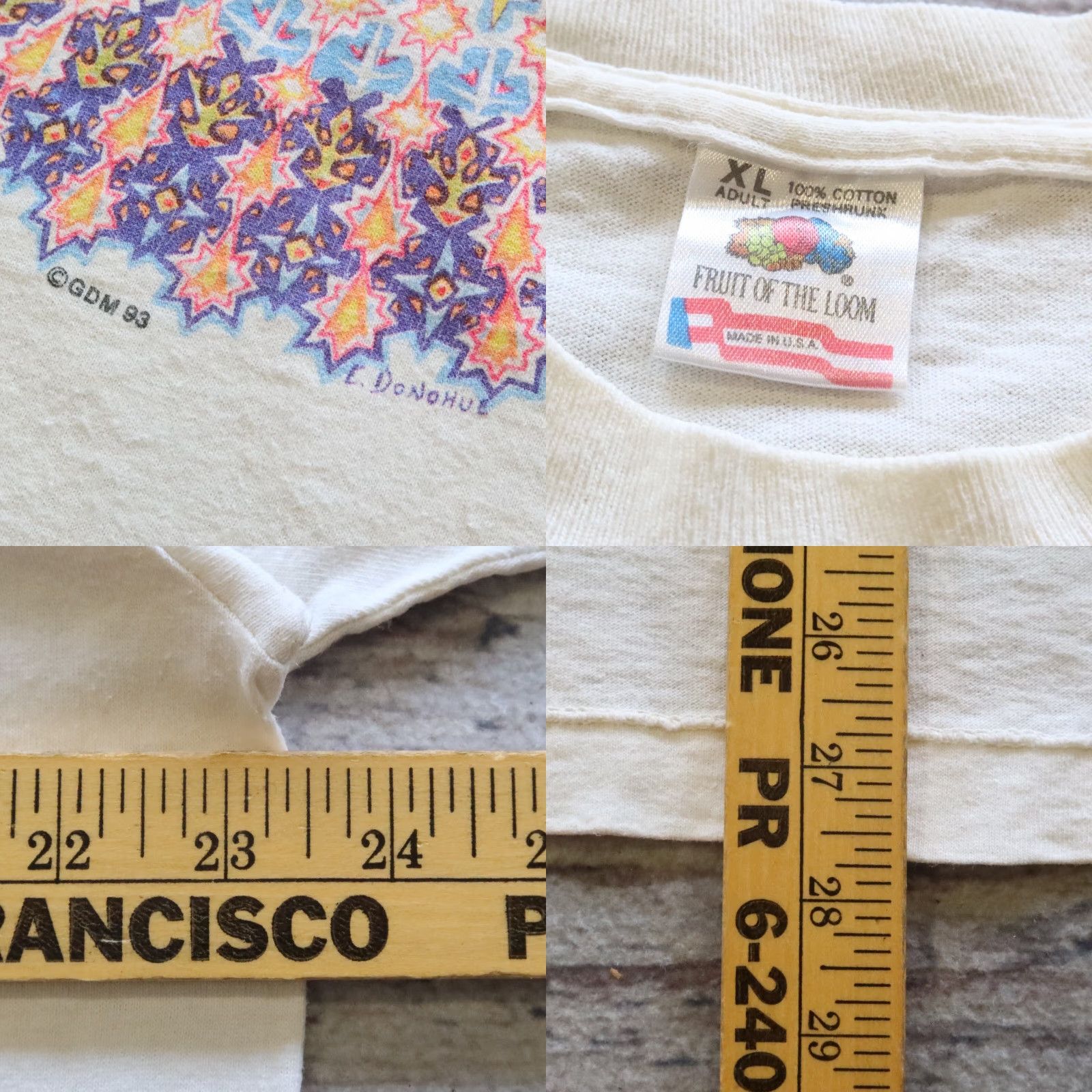 Vintage VINTAGE Grateful Dead Tshirt California '93 Tour Graphic XL White Mens Size US XL / EU 56 / 4 - 8 Thumbnail