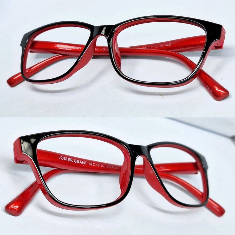 Foster Grant FOSTER GRANT NS1022 Glasses Frame Black & Red Unisex 52mm Size ONE SIZE - 5 Thumbnail