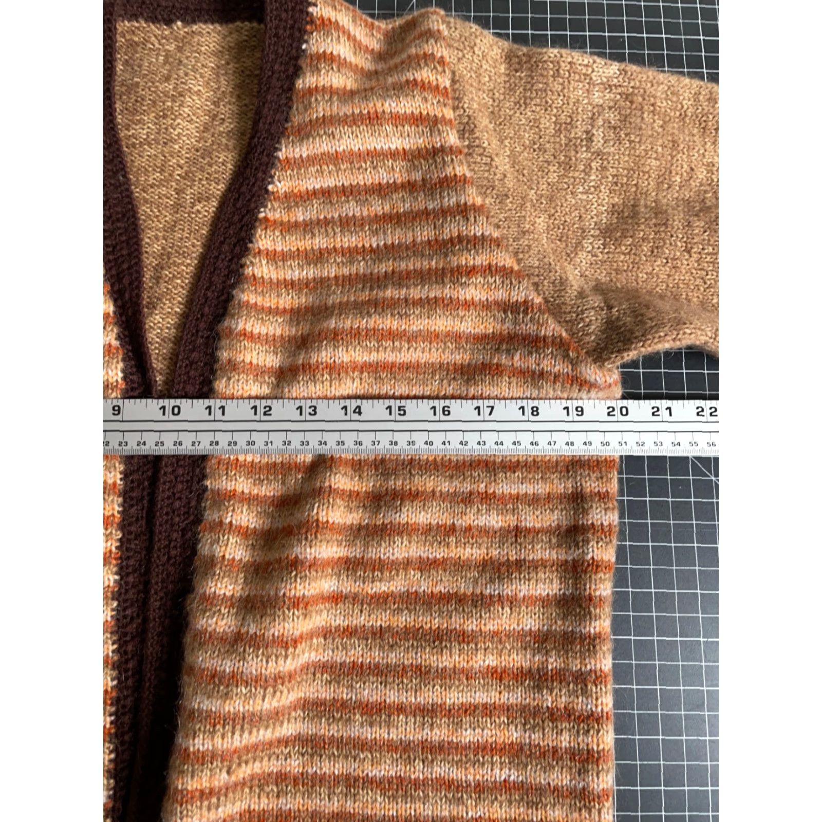 Vintage VINTAGE Mohair Blend Open Cardigan Women's Small Brown Striped Fuzzy Knit Sweater Size S / US 4 / IT 40 - 5 Thumbnail