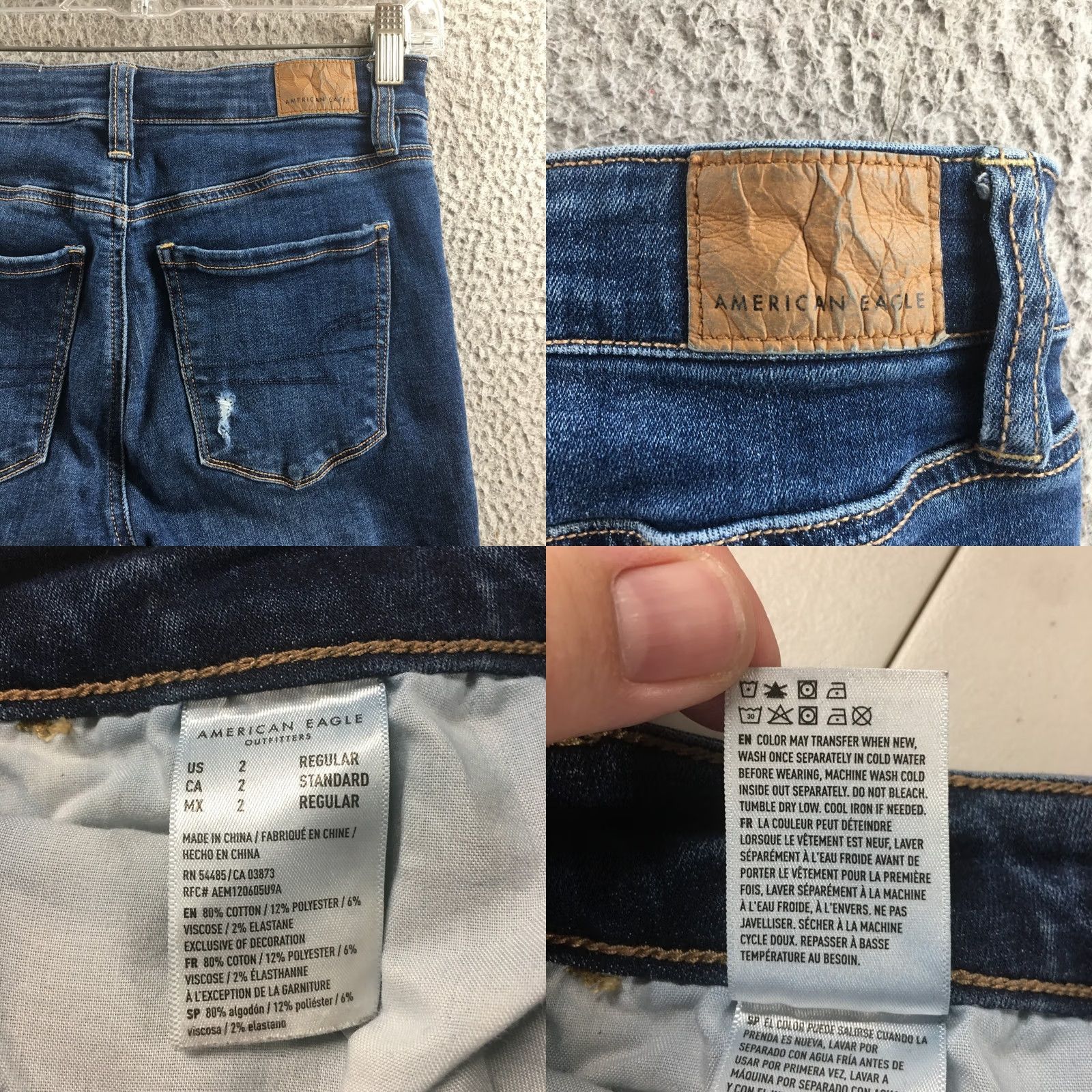 American Eagle Outfitters American Eagle Jeans Womens 2 Blue Skinny Distressed Ripped Frayed Hem Denim Shirt? Size 26" / US 2 / IT 38 - 11 Thumbnail