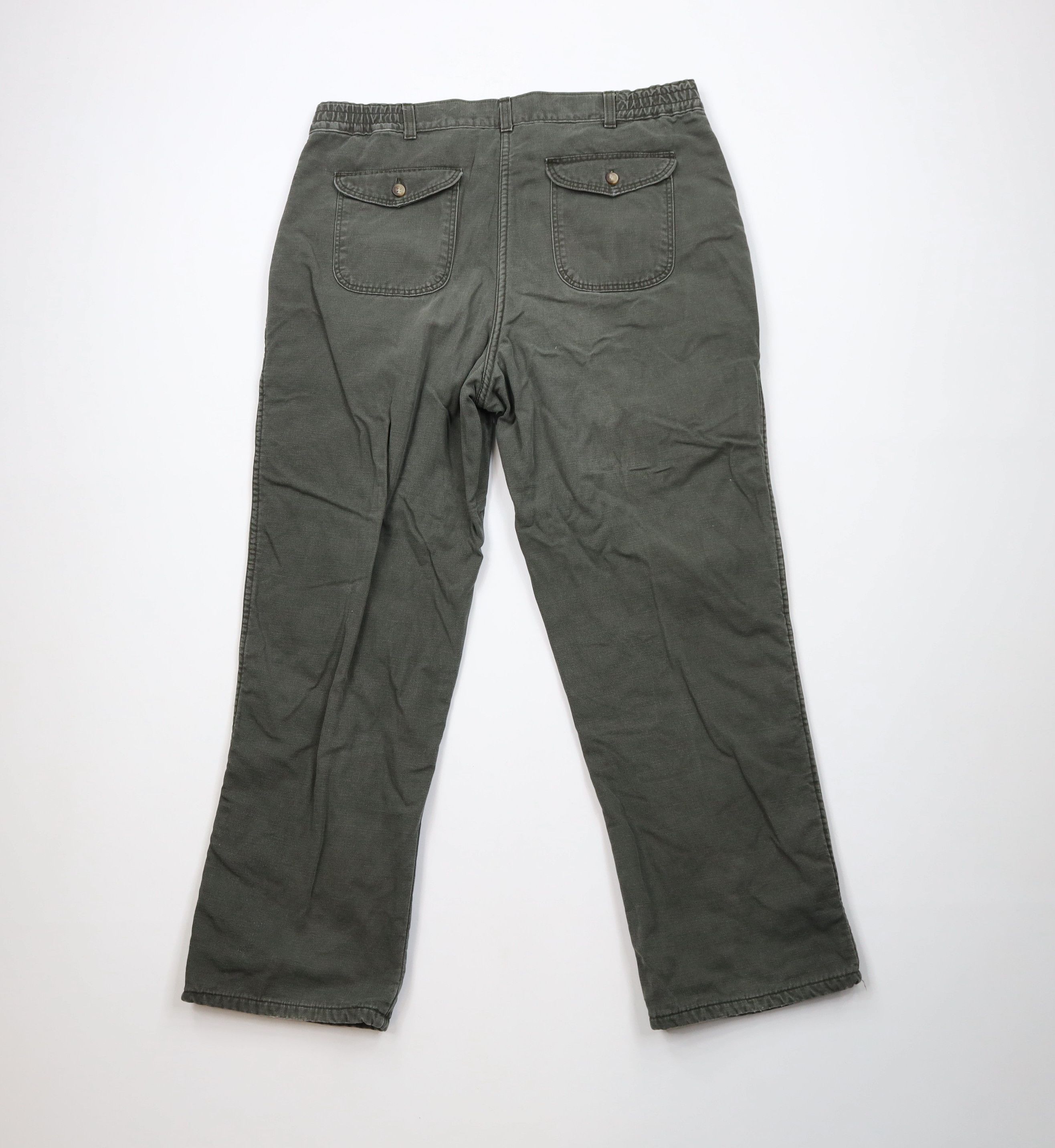 L.L. Bean Vtg 90s LL Bean Lined Canvas Wide Leg Pants Green USA Size US 36 / EU 52 - 9 Thumbnail