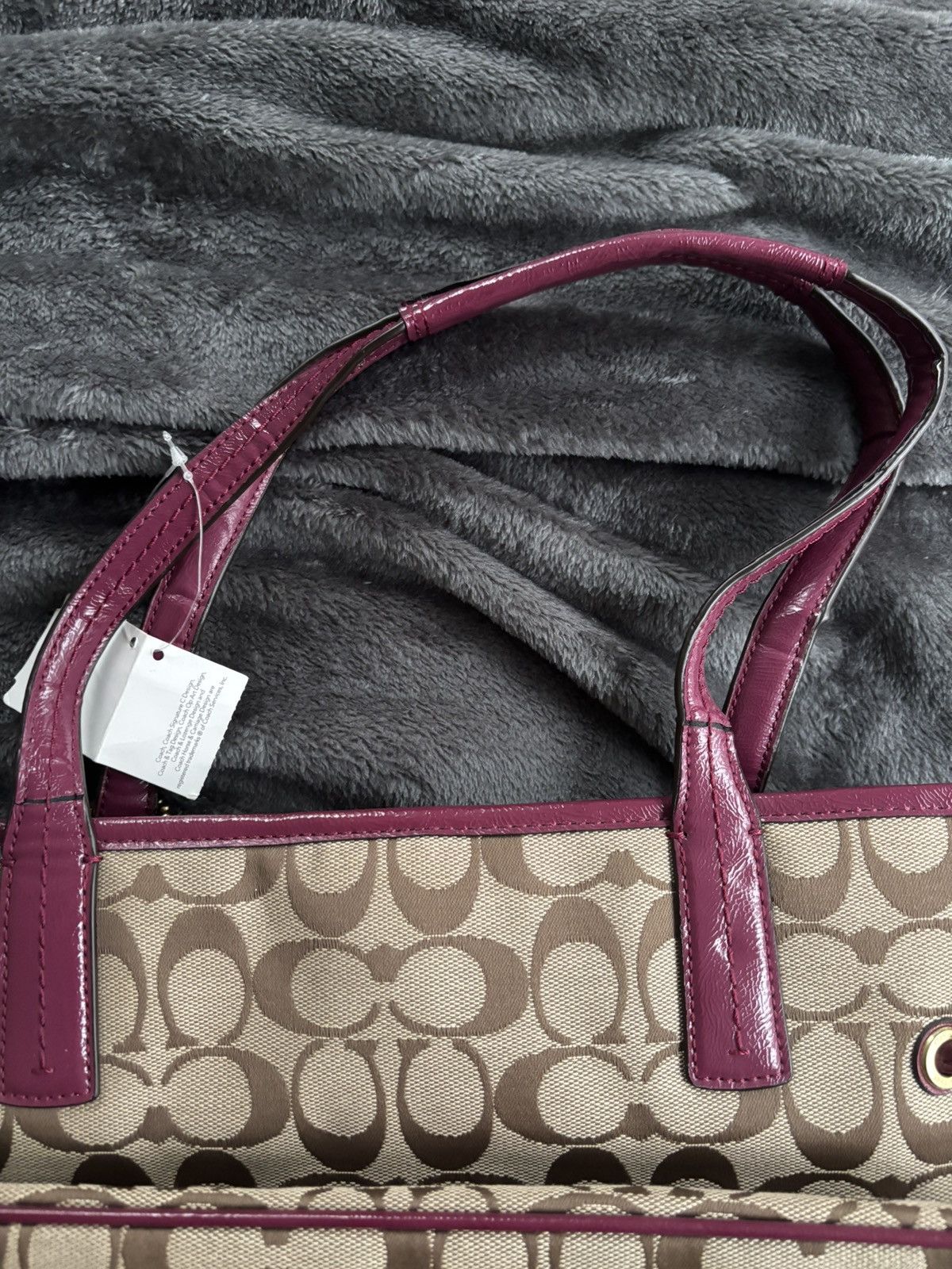 Coach Coach Beige and Purple Python Print Handbag Tote F24882 Size ONE SIZE - 3 Thumbnail