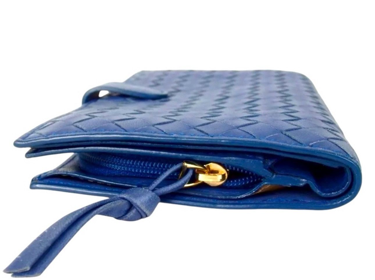Bottega Veneta Bottega Veneta Intrecciato Leather Wallet Blue Handmade Size ONE SIZE - 14 Thumbnail