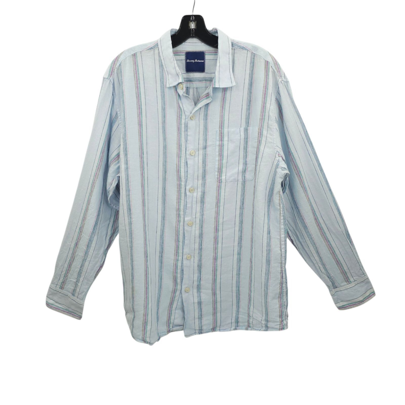 Tommy Bahama Tommy Bahama Shirt Mens L Blue Striped Linen Blend Long Slve Size US L / EU 52-54 / 3 - 1 Thumbnail