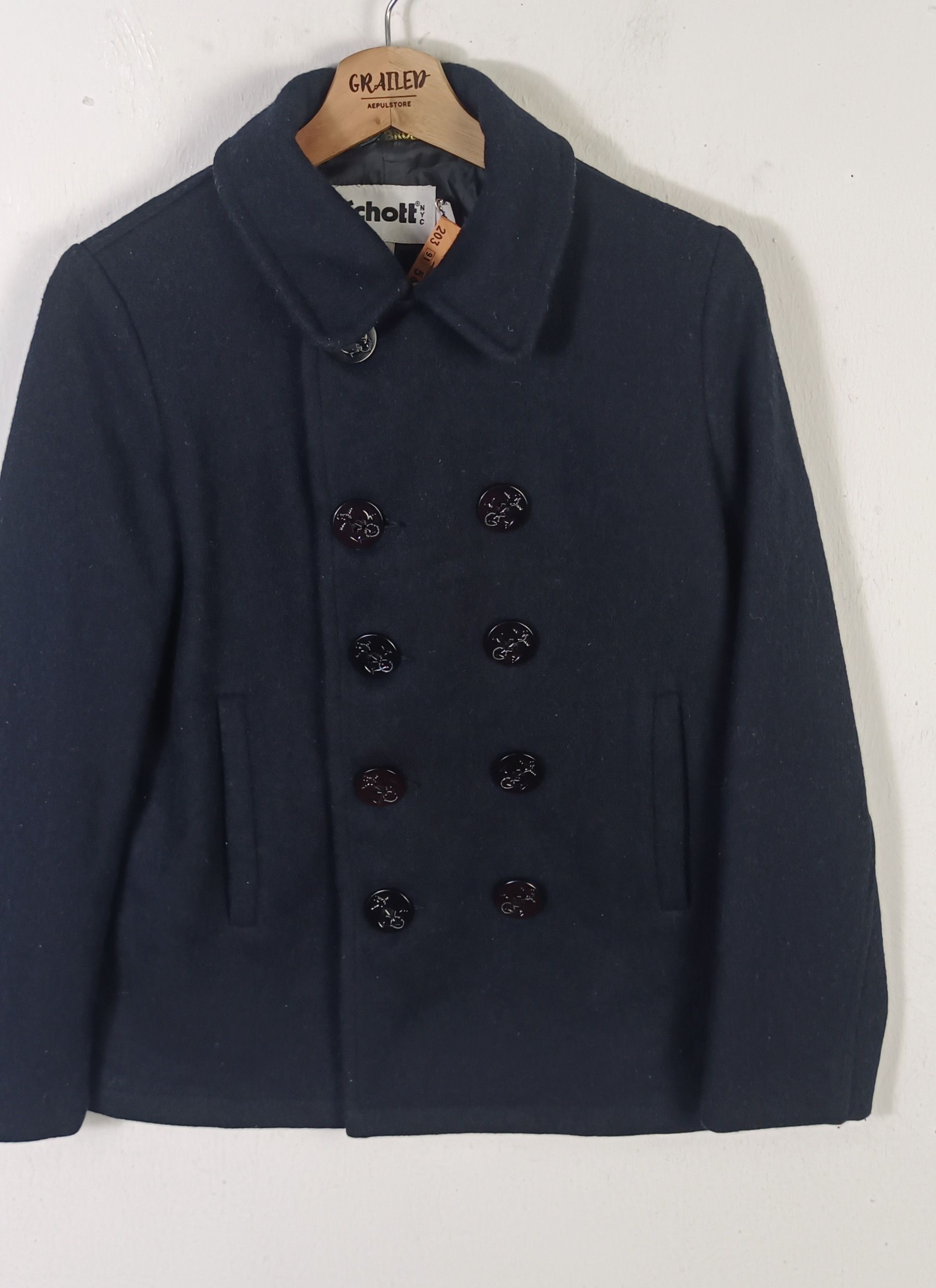 Schott Vintage SCHOTT Bros Peacot Men Jacket Size US S / EU 44-46 / 1 - 5 Thumbnail
