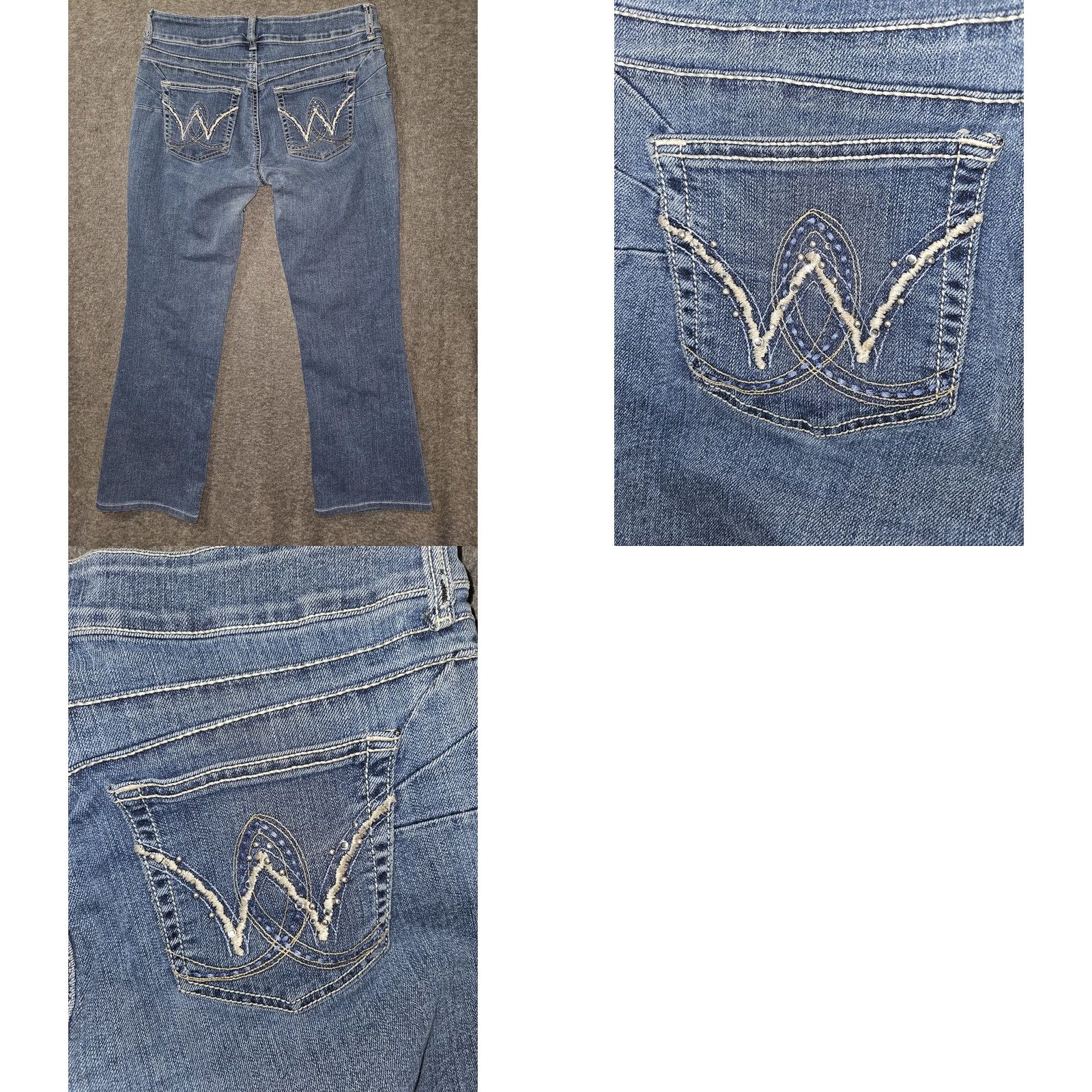 Wrangler VINTAGE Wrangler Jeans Womens Bootcut 9/10 32 Blue Embroidered Pockets Stretch Denim 10MWZ Womens Jeans Size 30" / US 8 / IT 44 - 8 Thumbnail