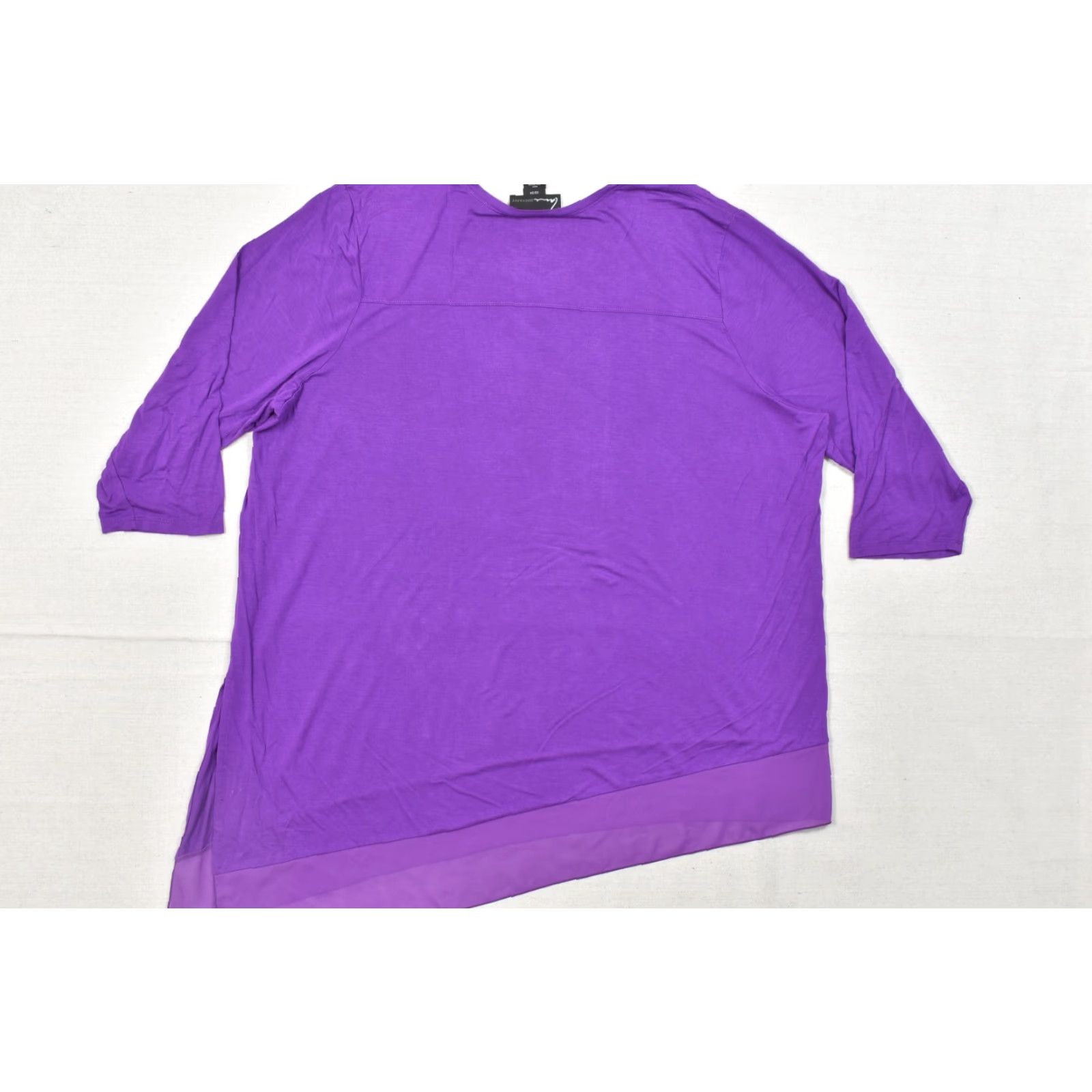 Vintage Lane Bryant Top Women's Plus 24 Purple V-Neck Knit 3/4 Sleeve Asymmetrical Hem Casual Tunic Size 4XL / US 24-26 - 6 Thumbnail