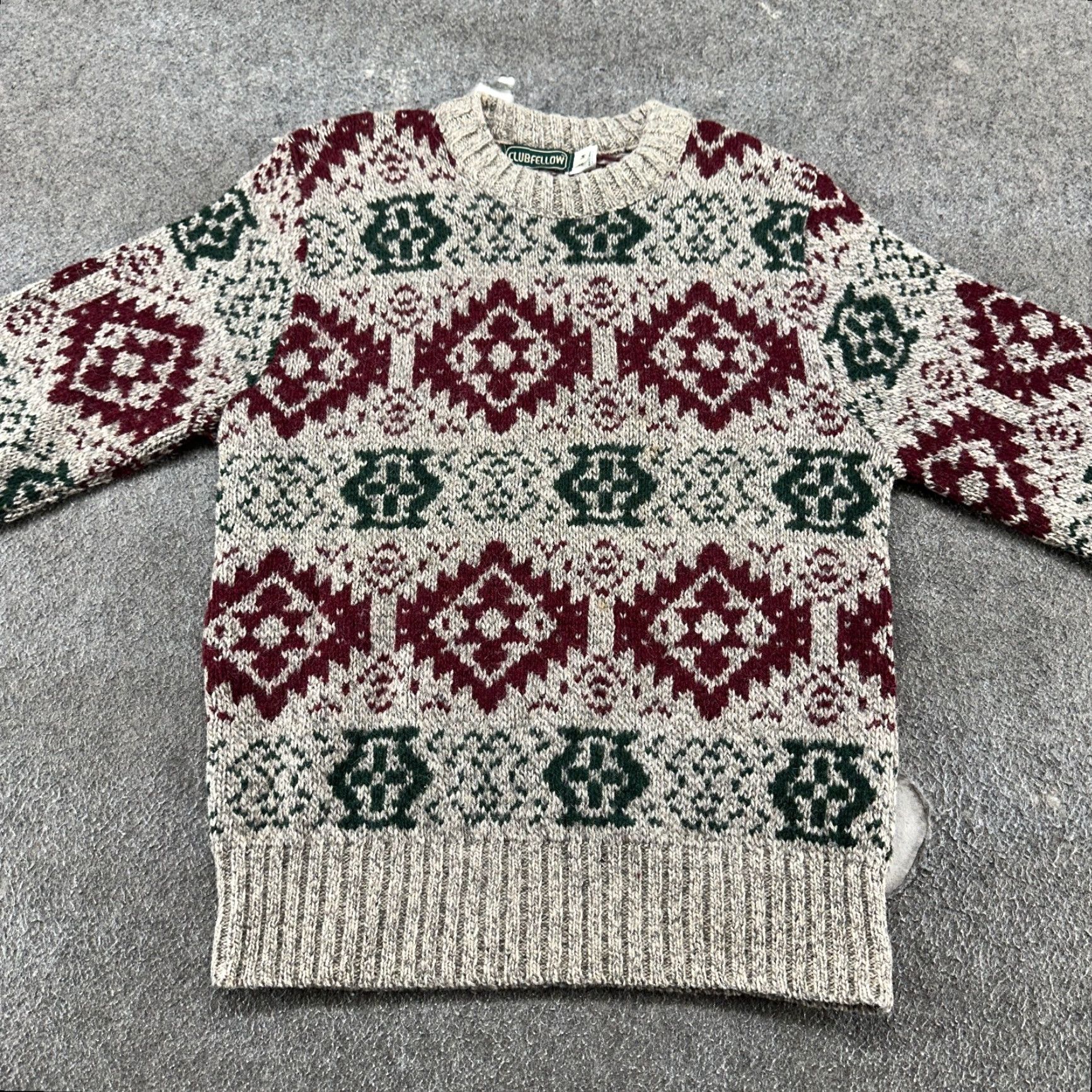 Vintage VINTAGE Clubfellow Sweater Mens M Grey Red Crew Neck Pullover Wool Aztec 90s Size US M / EU 48-50 / 2 - 3 Thumbnail