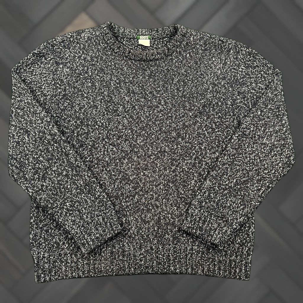 Roots ROOTS Sweater Men XL Navy Blue Heather Knit Crewneck Marled Knit Heathered Cotton Blend Ribbed Cuffs Hem Casual着 Size US XL / EU 56 / 4 - 1 Thumbnail
