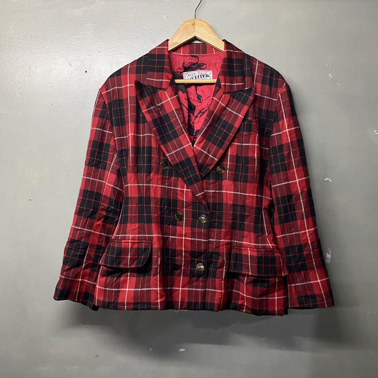Jean Paul Gaultier Vintage Jean Paul Gaultier Red Tartan Hourglass Jacket Size 40S - 1 Thumbnail