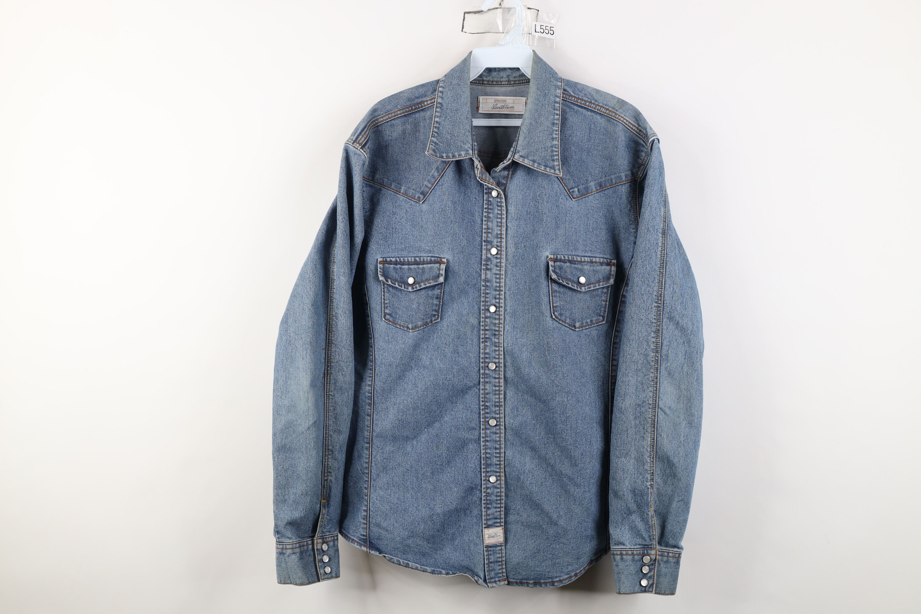 Levi's Vintage Y2K Levis Babydoll Snap Button Denim Shirt Stretch Size XL / US 12-14 / IT 48-50 - 1 Thumbnail