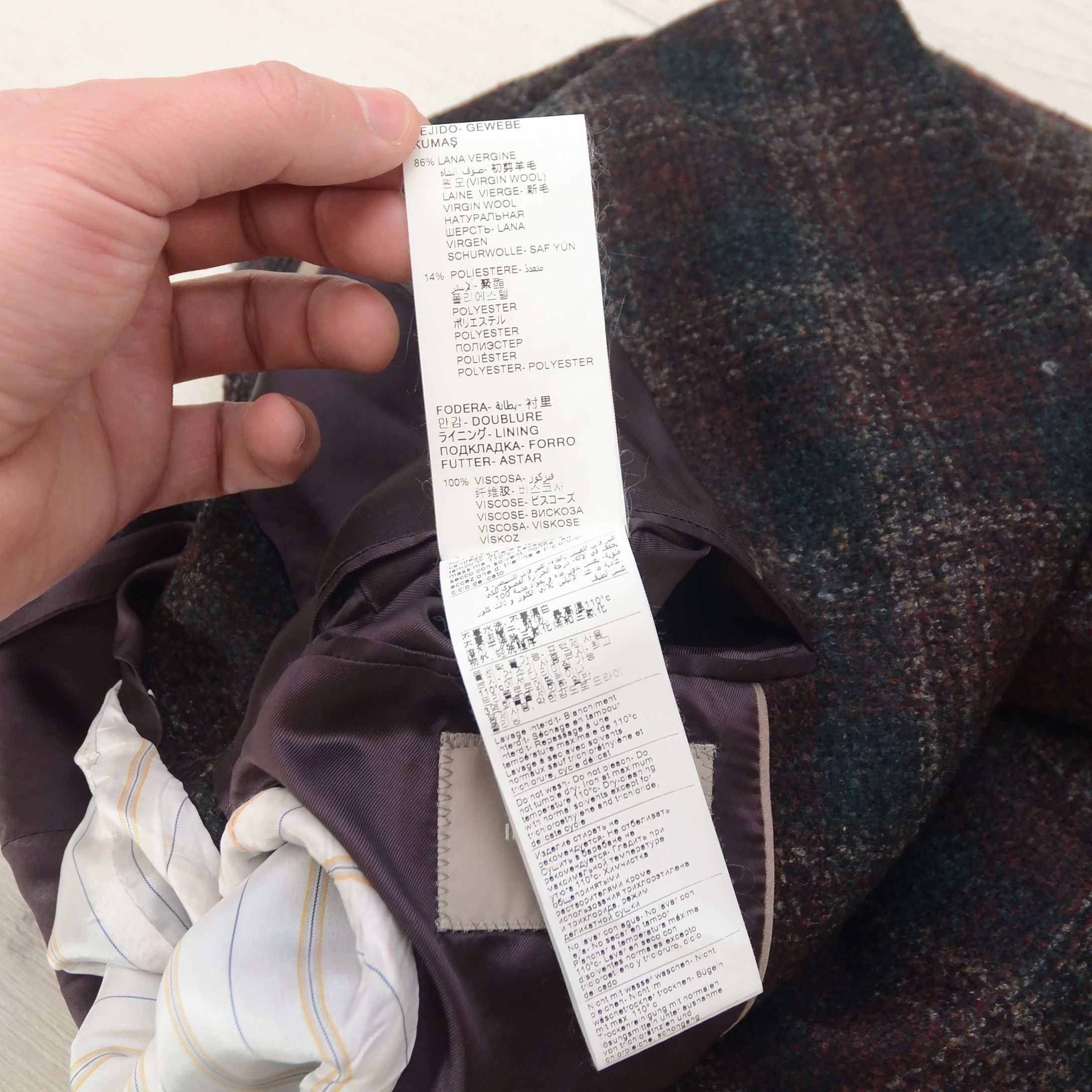 Designer × Paoloni PAOLONI CASUAL MEN BLAZER Tweed Check SLIM WOOL Sport Coat Size 36R - 15 Thumbnail