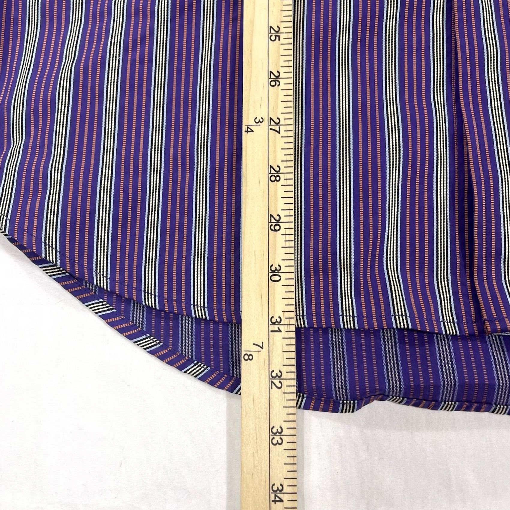 Robert Graham Robert Graham Men's 2XL Button Dress Shirt Striped Purple Long Sleeve Adult 2XL Button-Up Shirt Mens Size 48R - 4 Thumbnail