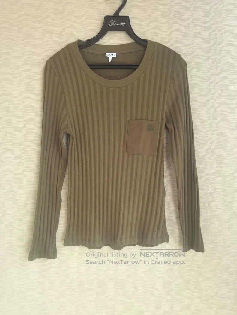 Other Loewe Khaki Green Solid Long-Sleeve Slim-Fit Knit Top Size S / US 4 / IT 40 - 1 Thumbnail