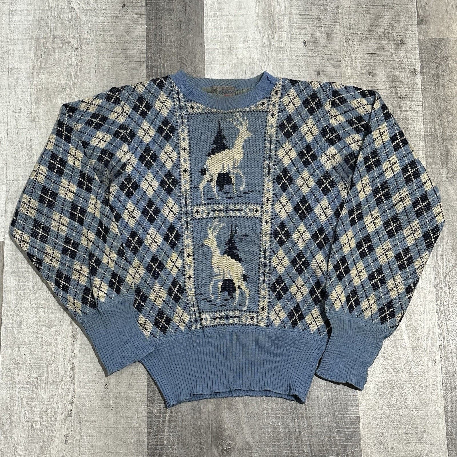 Catalina Catalina Rare Vintage 1940’s Wool Knit Novelty Sweater Blue Size S / US 4 / IT 40 - 1 Thumbnail