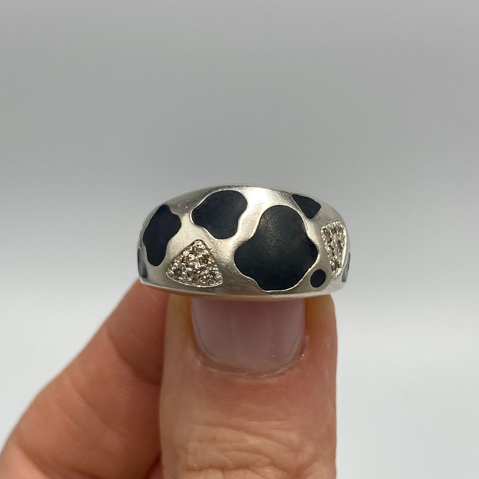 Sterling Silver Vintage 925 Sterling Silver Enamel Ring Size 8.5 us Size ONE SIZE - 2 Thumbnail