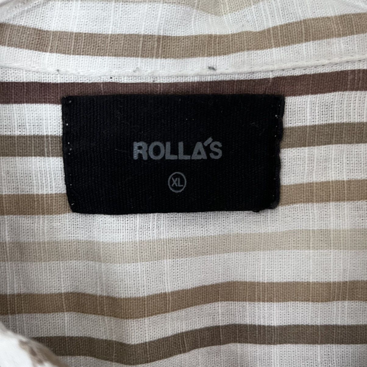 Rolla's Rolla's White & Brown Stripe Short Sleeve Button Front Shirt Size US XL / EU 56 / 4 - 2 Thumbnail