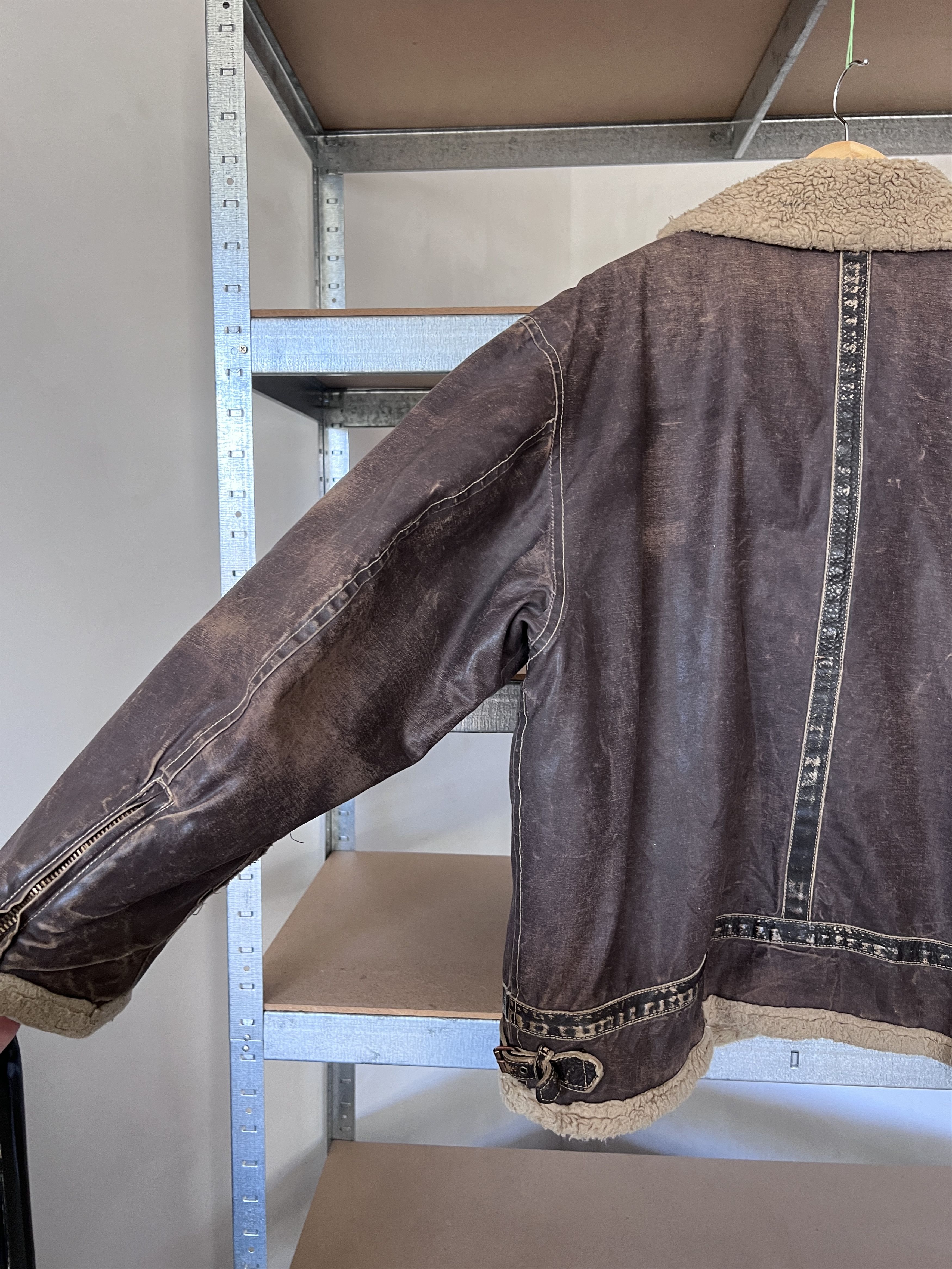 Diesel Diesel Vintage DMB 1955 Wax Sheepskin Distressed Jacket Size US XXL / EU 58 / 5 - 25 Thumbnail