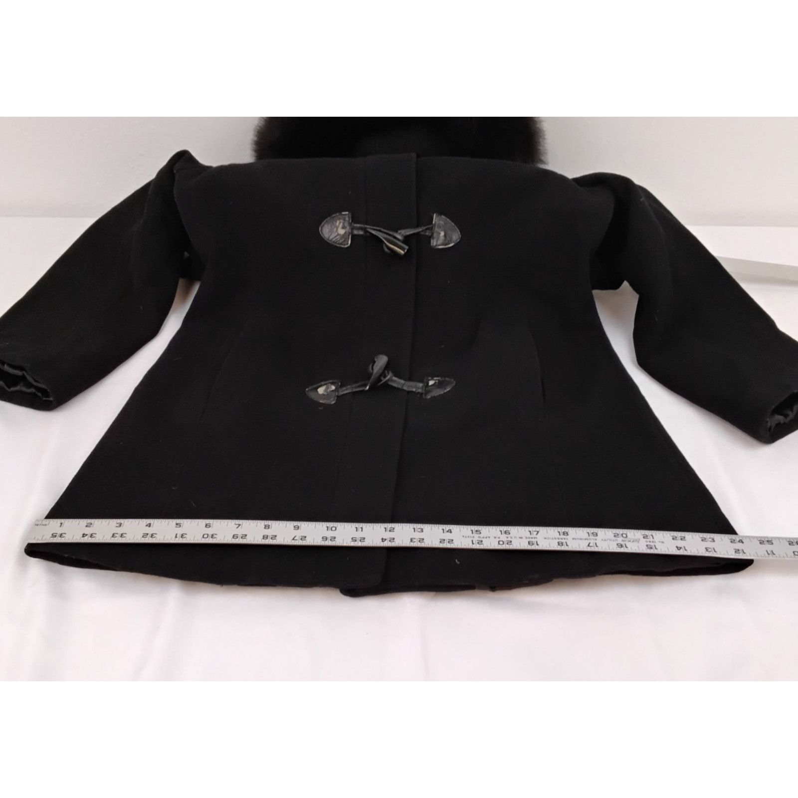 Pendleton Pendleton Wool Coat Women's 10 Petite Black Fox Fur Trim Size L / US 10 / IT 46 - 10 Thumbnail