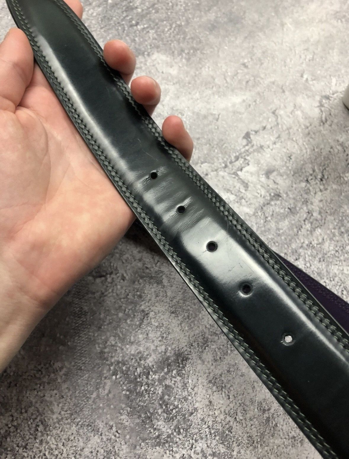 Other ELLIOT RHODES Vintage Real Leather Buckle Belt Navy Green Size ONE SIZE - 8 Thumbnail