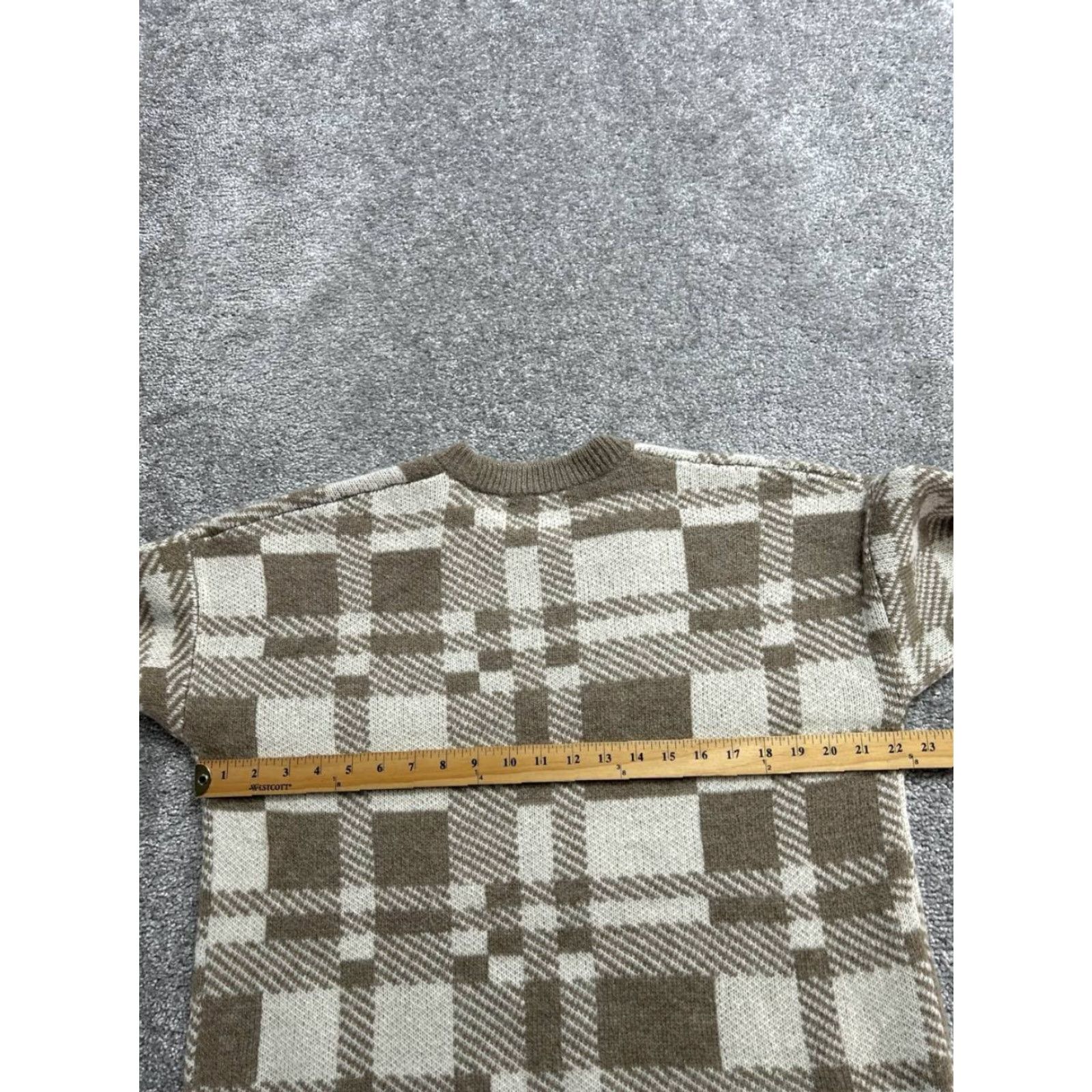 Madewell Madewell Hartfield Pullover Sweater Women Medium Knit Crew Neck Winter Brown Plaid Casual Outdoor Knit Woolless? Size M / US 6-8 / IT 42-44 - 5 Thumbnail