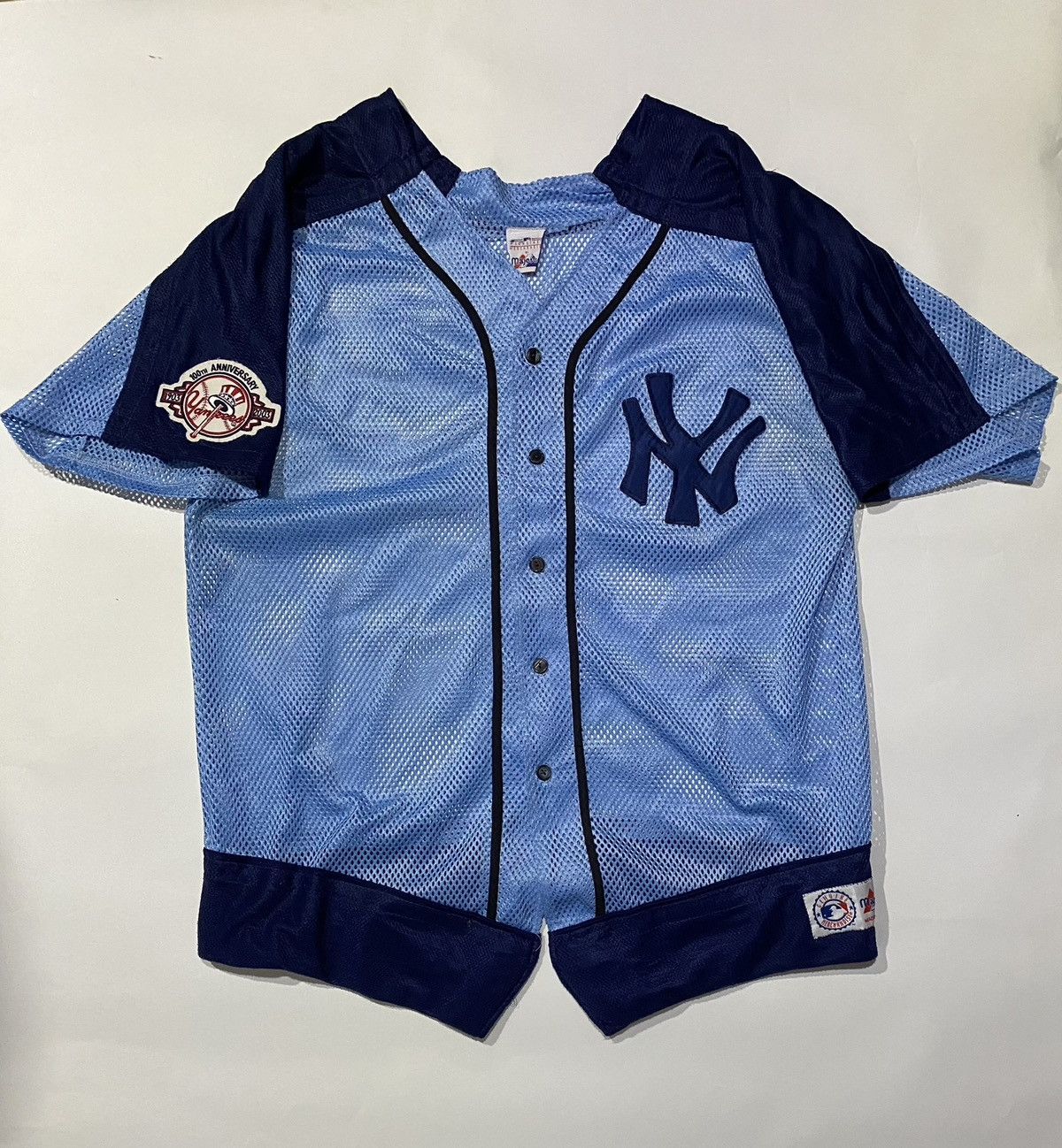 image of Majestic 100Th Anniversary Jersey (3Xl) in Blue, Men's (Size 2XL)