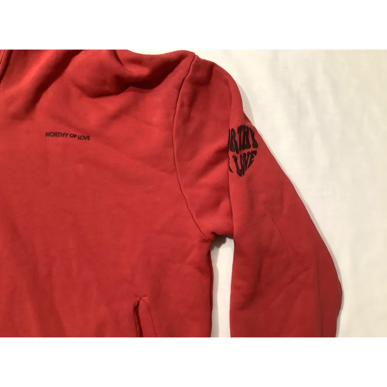 Pangaia PANGAIA Hoodie Mens XL Red WORTHY OF LOVE Graphic Full Zip Fleece Casual Size US XL / EU 56 / 4 - 3 Thumbnail