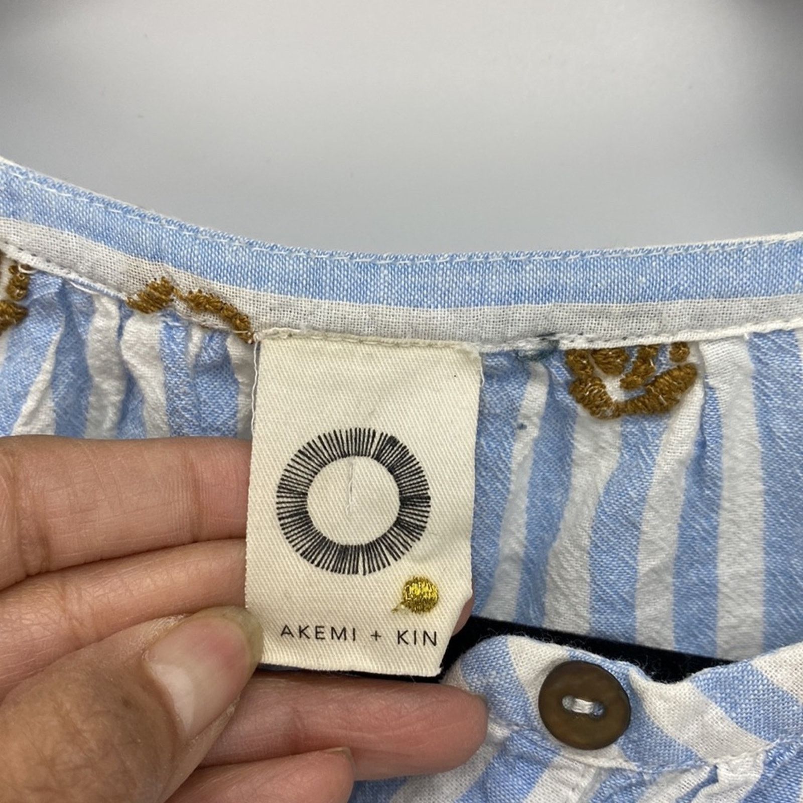 Anthropologie ANTHROPOLOGIE Akemi + Kim Adela Striped Blouse Embroidered Size S / US 4 / IT 40 - 5 Thumbnail