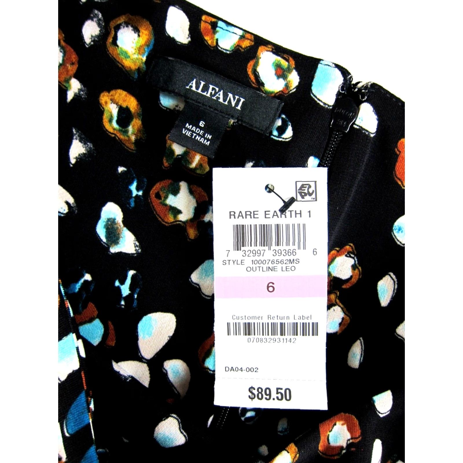 Alfani NWT Alfani Dress Short Sleeve Sheath Black Polka Dot Stretch Midi Zip 6 Womens Size 28" / US 6 / IT 42 - 4 Thumbnail