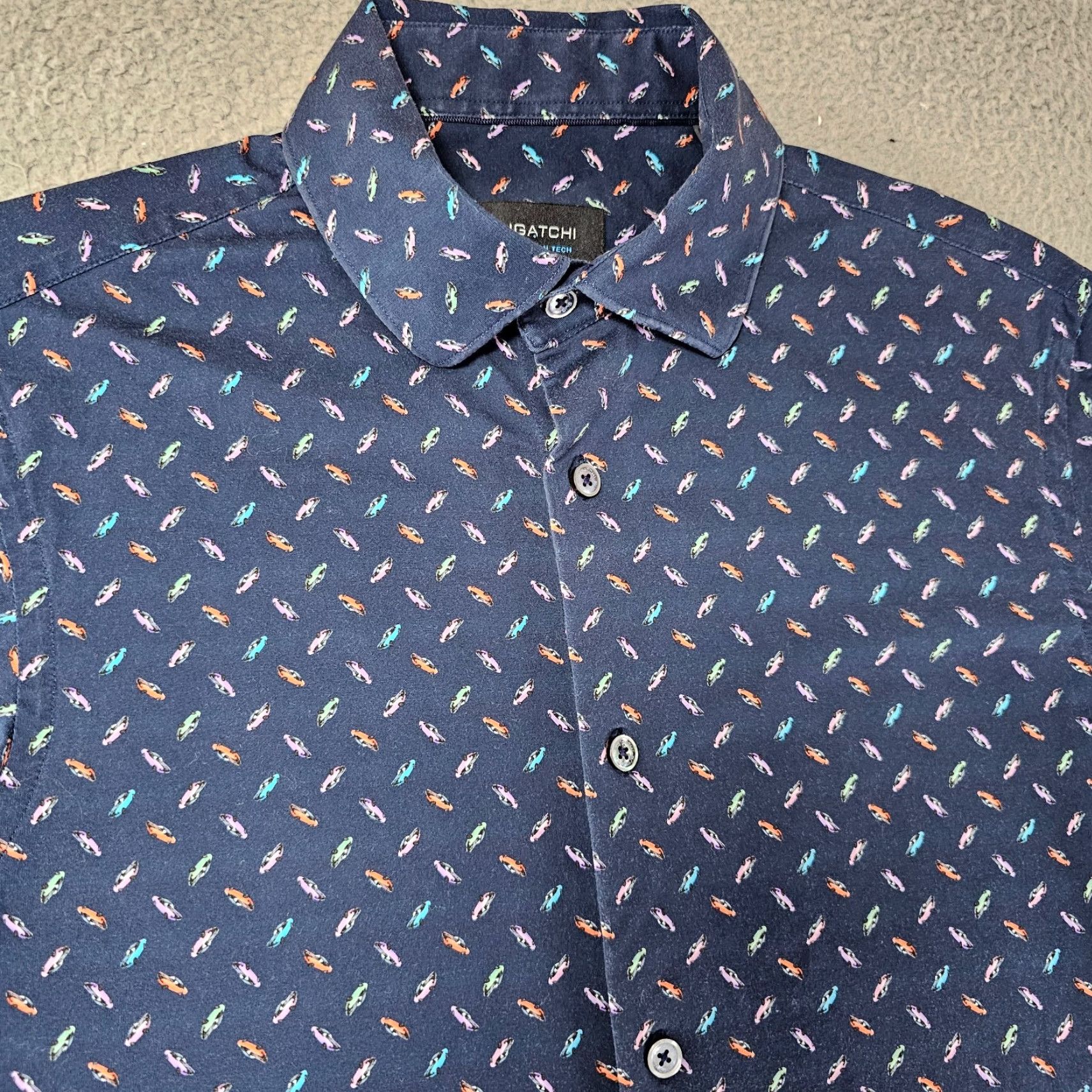 BUGATCHI VINTAGE Bugatchi Shirt Cars Print OoohCotton Mens Small Navy Blue Cotton Blend Regular Long Sleeve Button-Up Size US S / EU 44-46 / 1 - 2 Thumbnail
