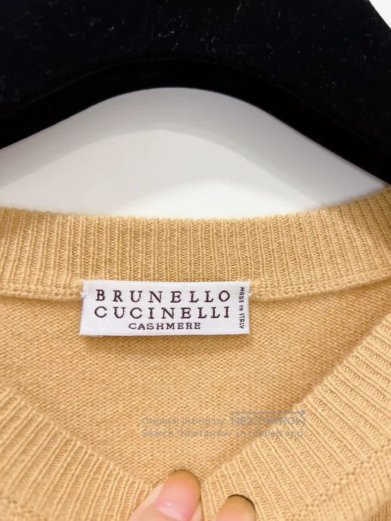 Brunello Cucinelli Brunello Cucinelli Earth Yellow Cashmere Crewneck Sweater Size S / US 4 / IT 40 - 7 Thumbnail