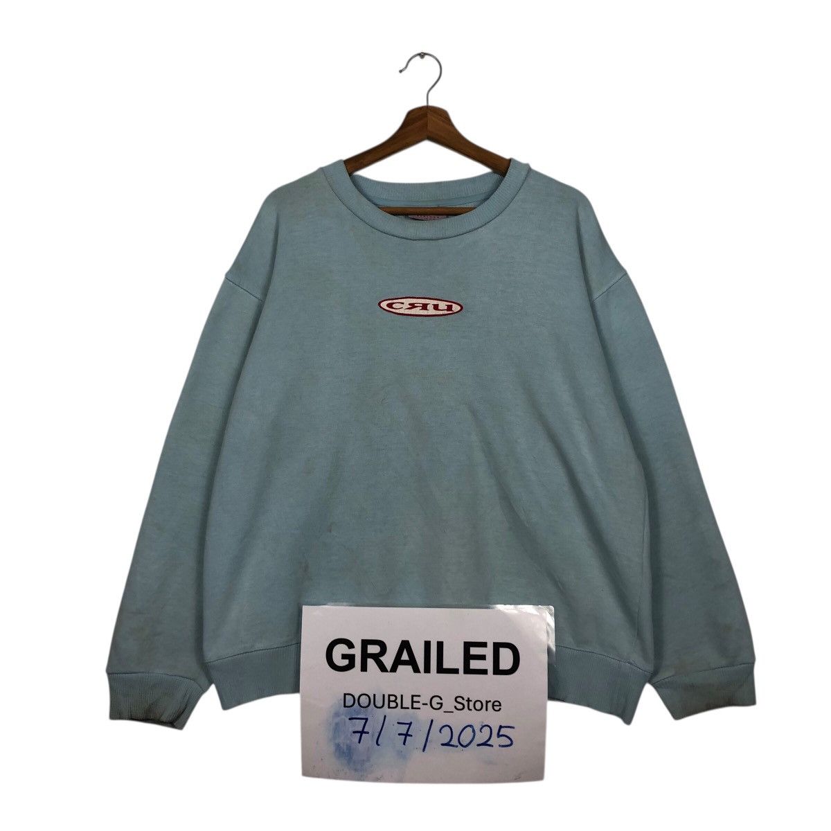 Vintage 📌Vintage Sweatshirt Cru Design Made in Usa Big Logo Size US M / EU 48-50 / 2 - 1 Thumbnail