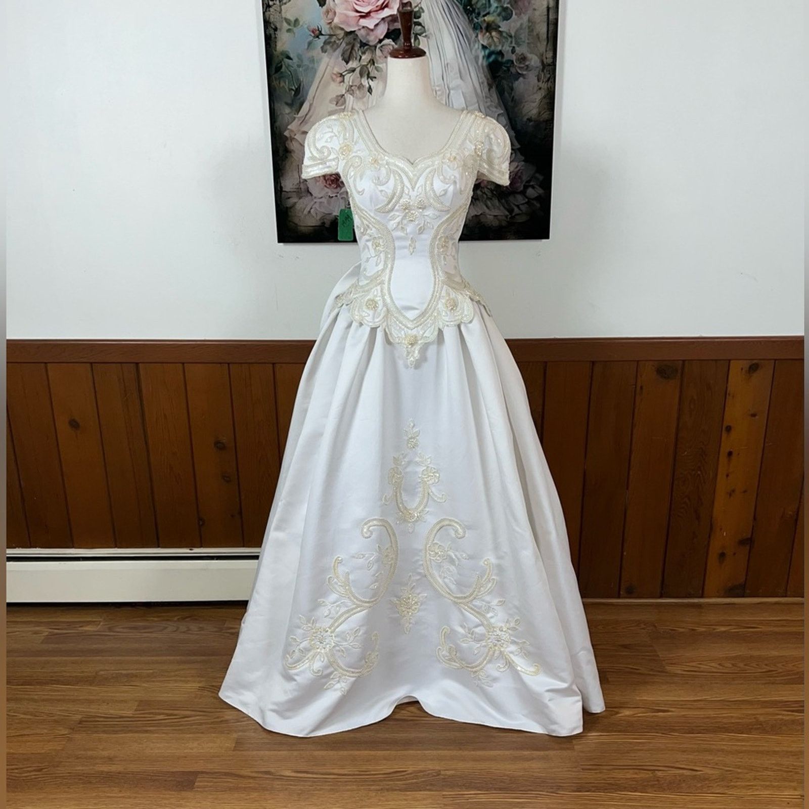 Vintage New Vintage 1980s/90s Forever Yours Beaded Wedding Gown! Size L / US 10 / IT 46 - 2 Thumbnail