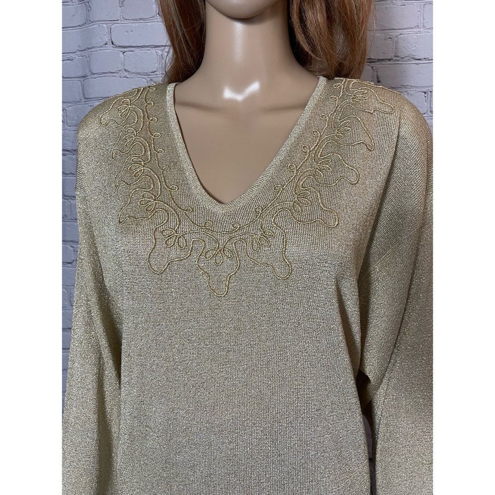 Other New Vintage Hamells Viscose Gold Long Sleeve Sweater Tunic Size S / US 4 / IT 40 - 2 Thumbnail