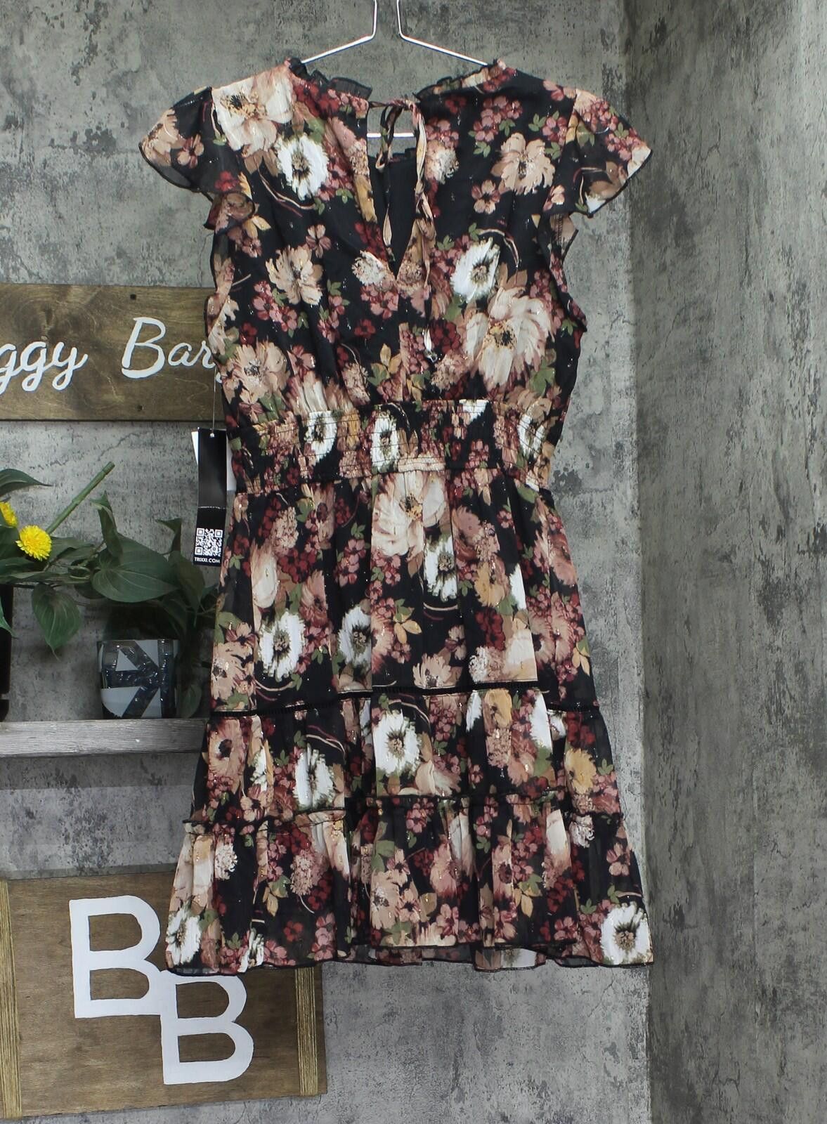 Other Nwt Trixxi Short Ruffle Sleeve Dress Multi Floral Black S Size S / US 4 / IT 40 - 2 Thumbnail