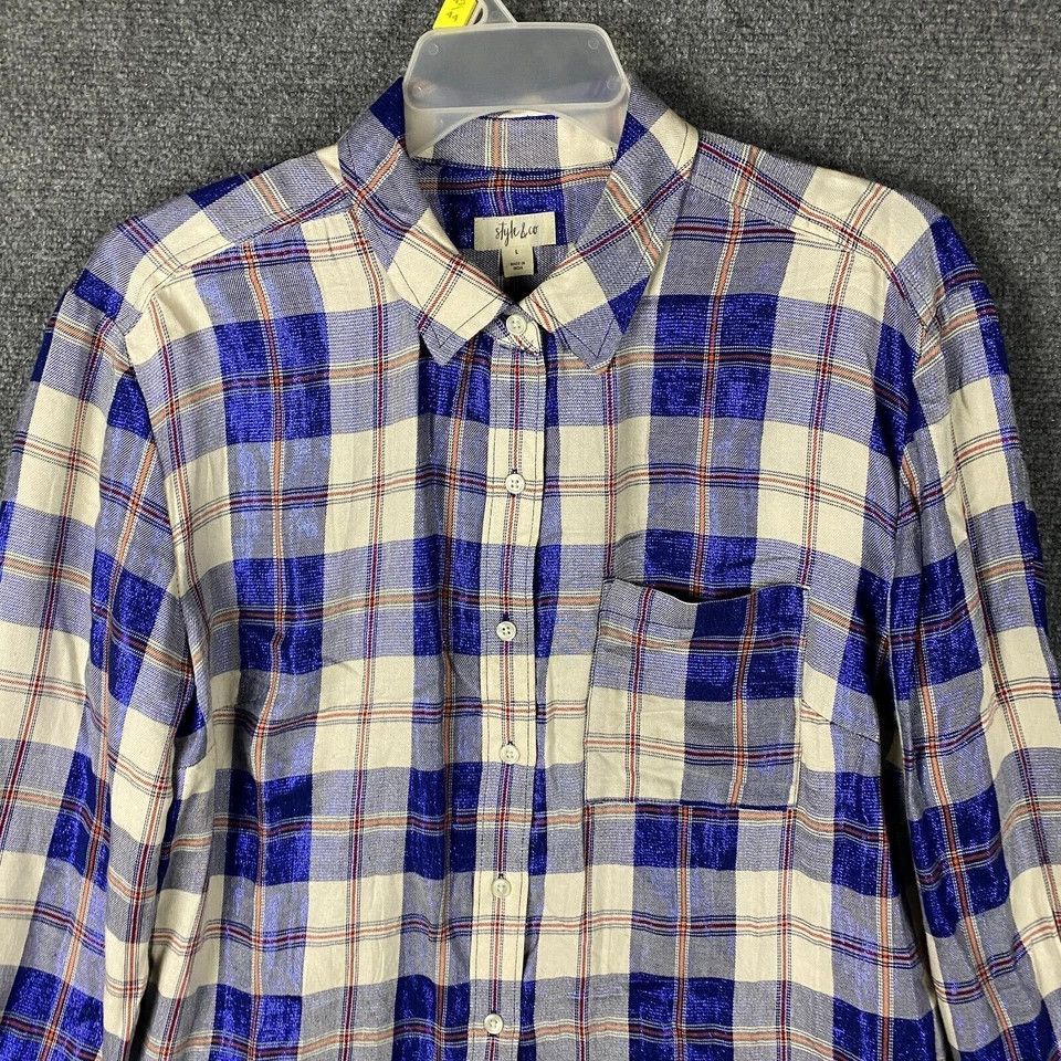 Style & Co Style & Co Button Up Top Women's Large Long Sleeve Viscose L Size L / US 10 / IT 46 - 2 Thumbnail