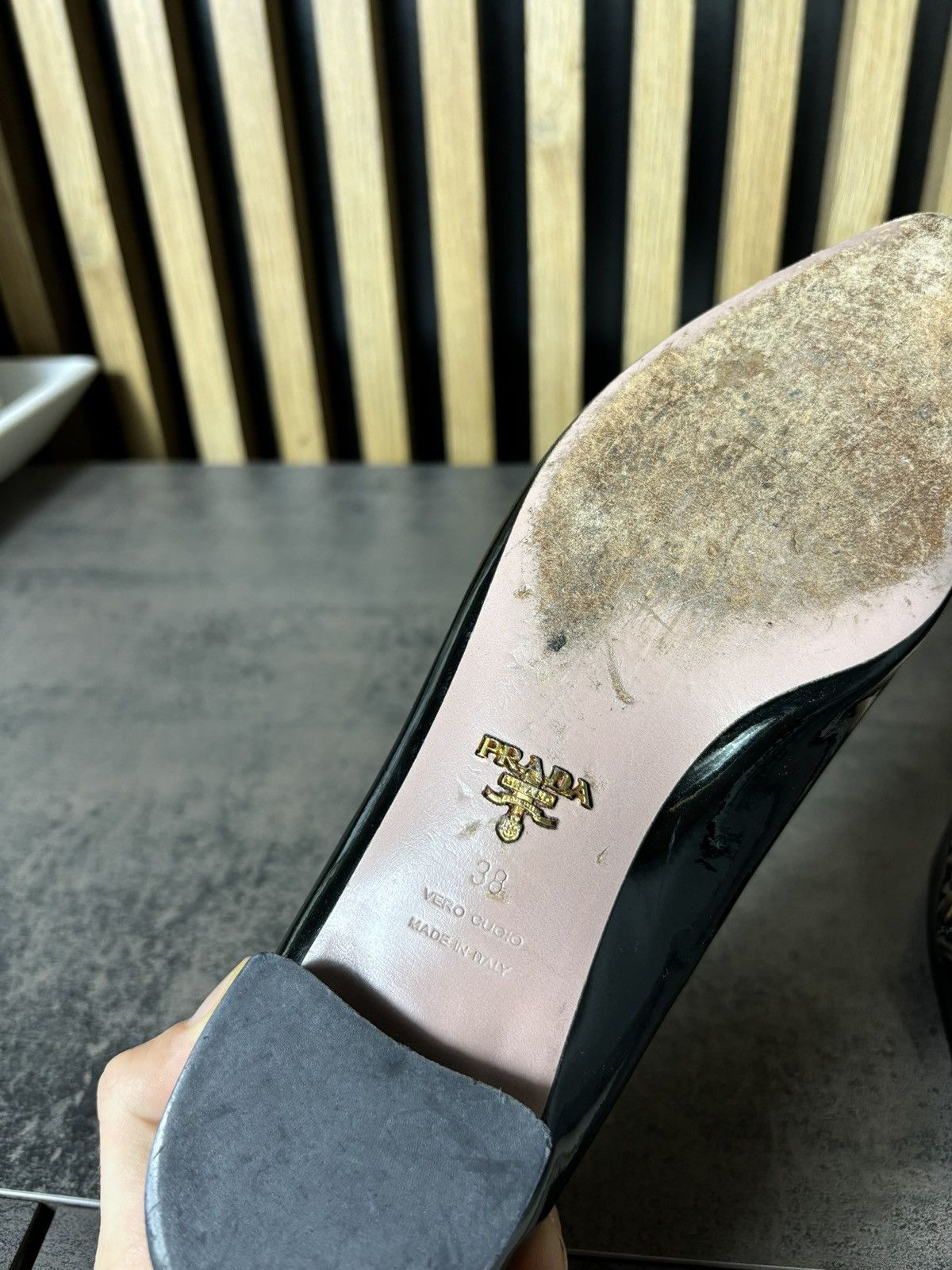 Designer × Prada Luxury Prada Y2K Flat Italy 00s Style Black Leather size 38 Size US 7 / IT 37 - 7 Thumbnail