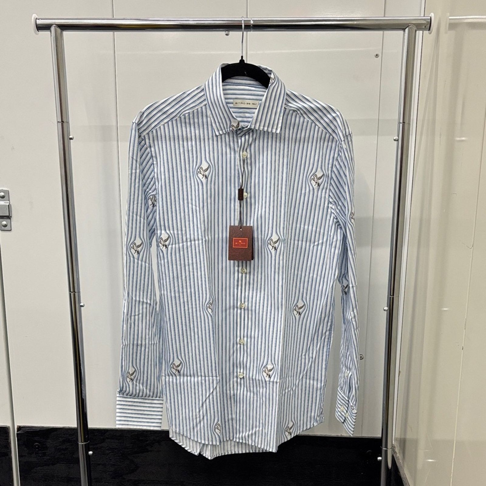 Etro NWT Etro Blue and White Patterned Men's Shirt Size 39 M Size US M / EU 48-50 / 2 - 1 Thumbnail