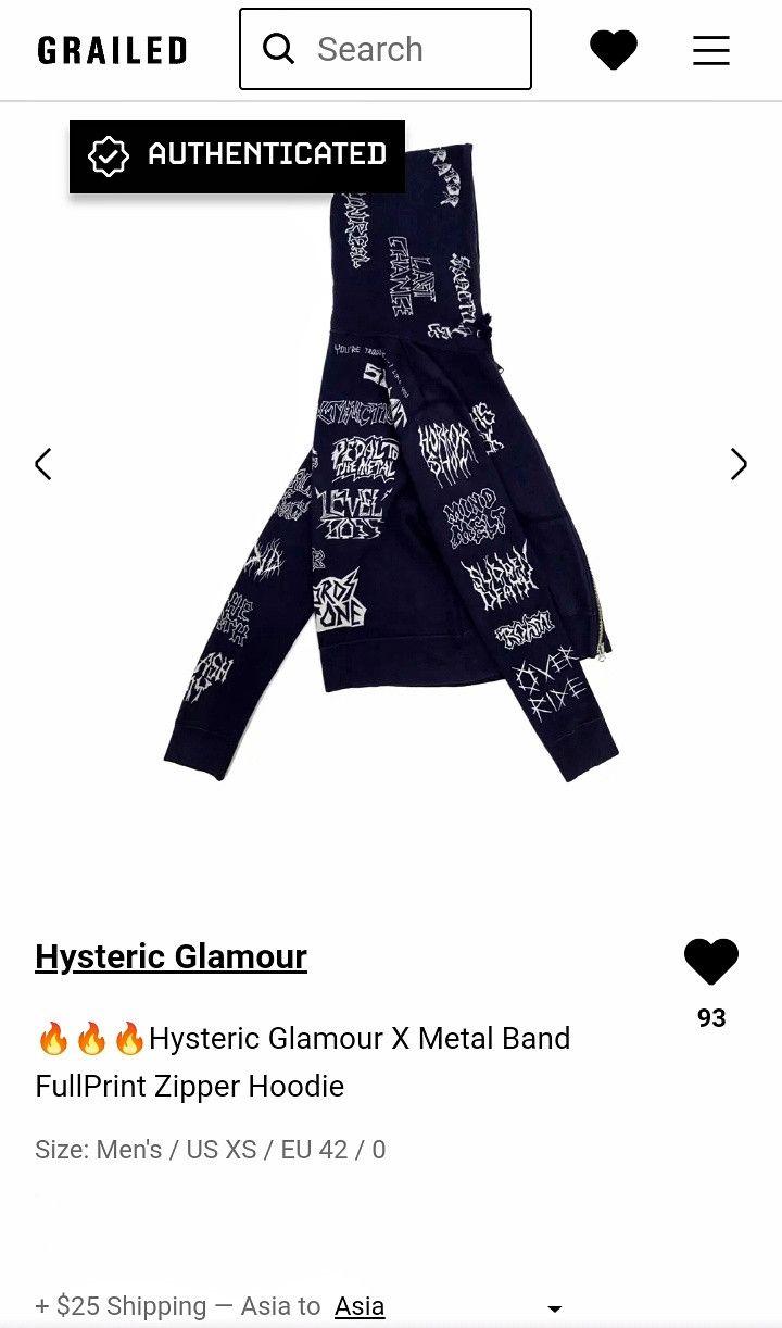 Hysteric Glamour 🔥🔥🔥Hysteric Glamour X Metal Band FullPrint Zipper Hoodie Size US XS / EU 42 / 0 - 20 Thumbnail