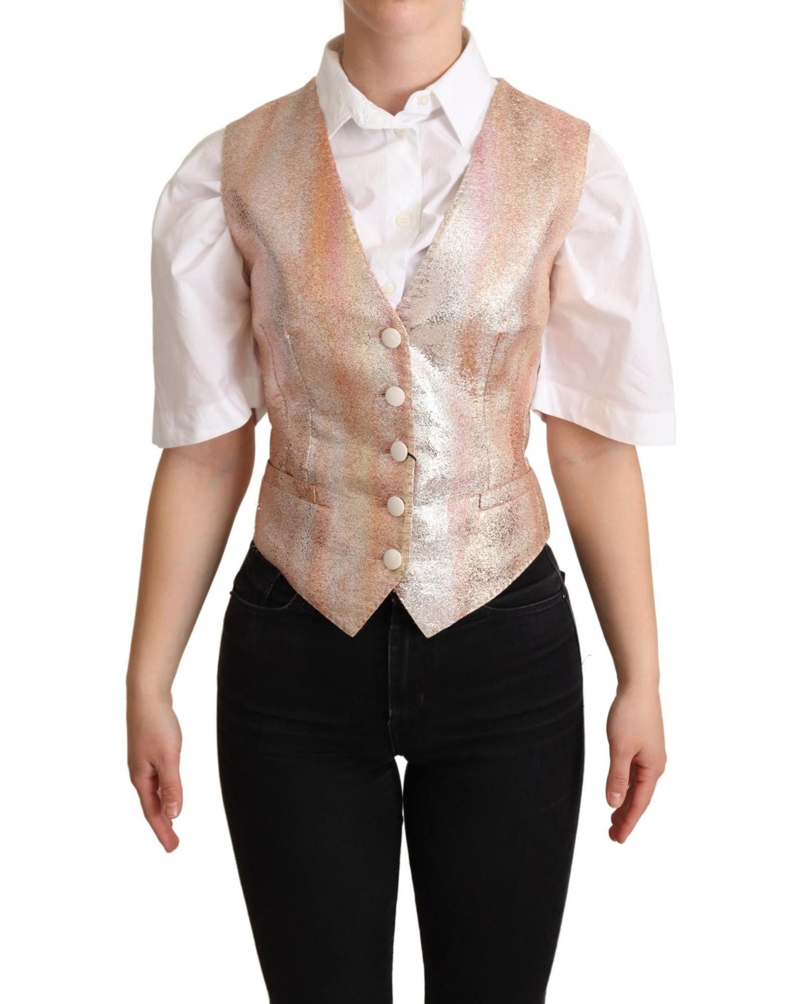 image of Dolce Gabbana Gorgeous Gradient Stripe Waistcoat in Pink, Women's (Size XS)