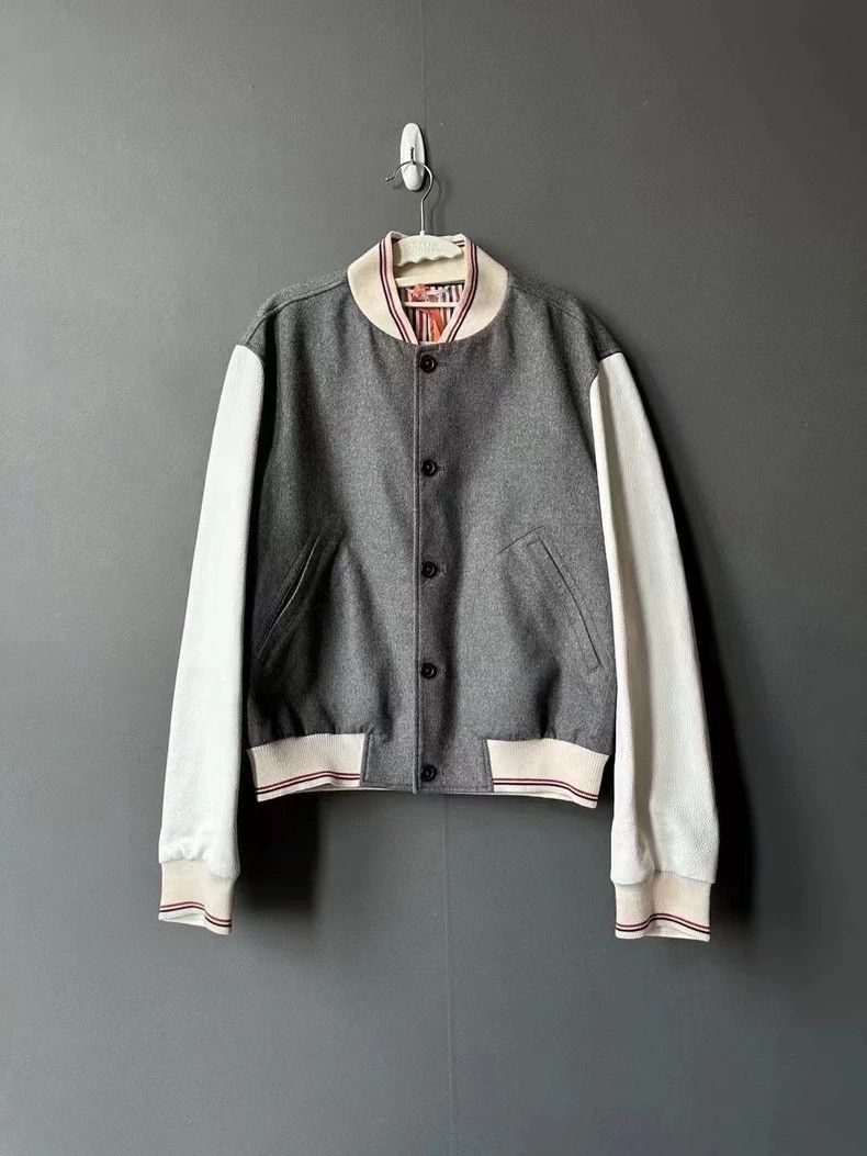 Thom Browne Thom Browne Gray and white cashmere patchy baseball shirt Size US M / EU 48-50 / 2 - 2 Thumbnail