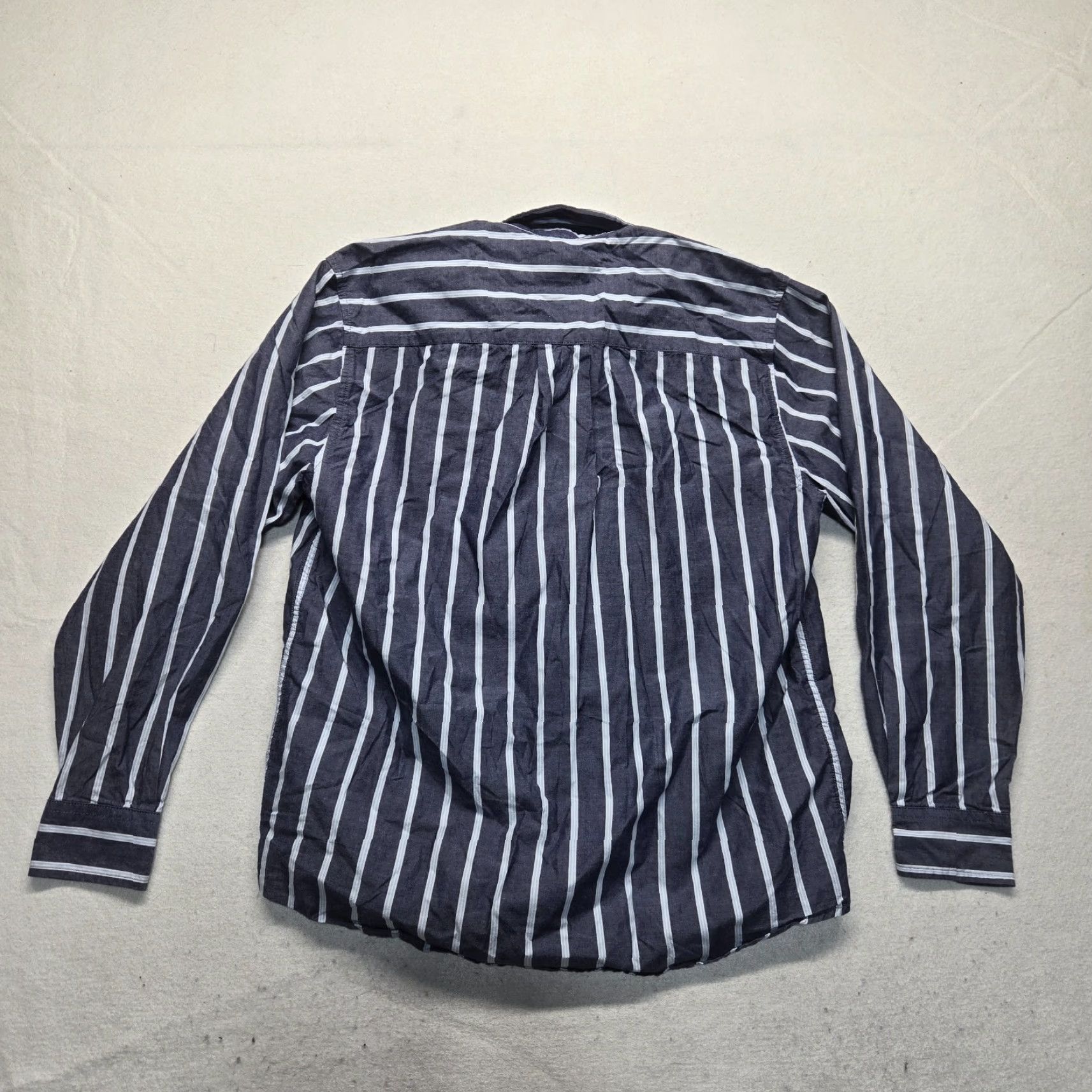 Vintage J. Khaki Gray White Striped Button-Down Up Long Sleeve Shirt Men's L Large Size US L / EU 52-54 / 3 - 7 Thumbnail
