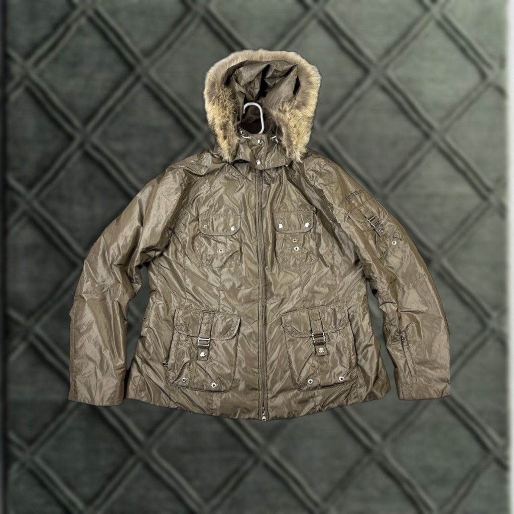 Bogner VINTAGE Bogner Jacket Womens M Beige Embellished Coyote Fur Ski Down Puffer Jacket Womens Size M / US 6-8 / IT 42-44 - 1 Thumbnail