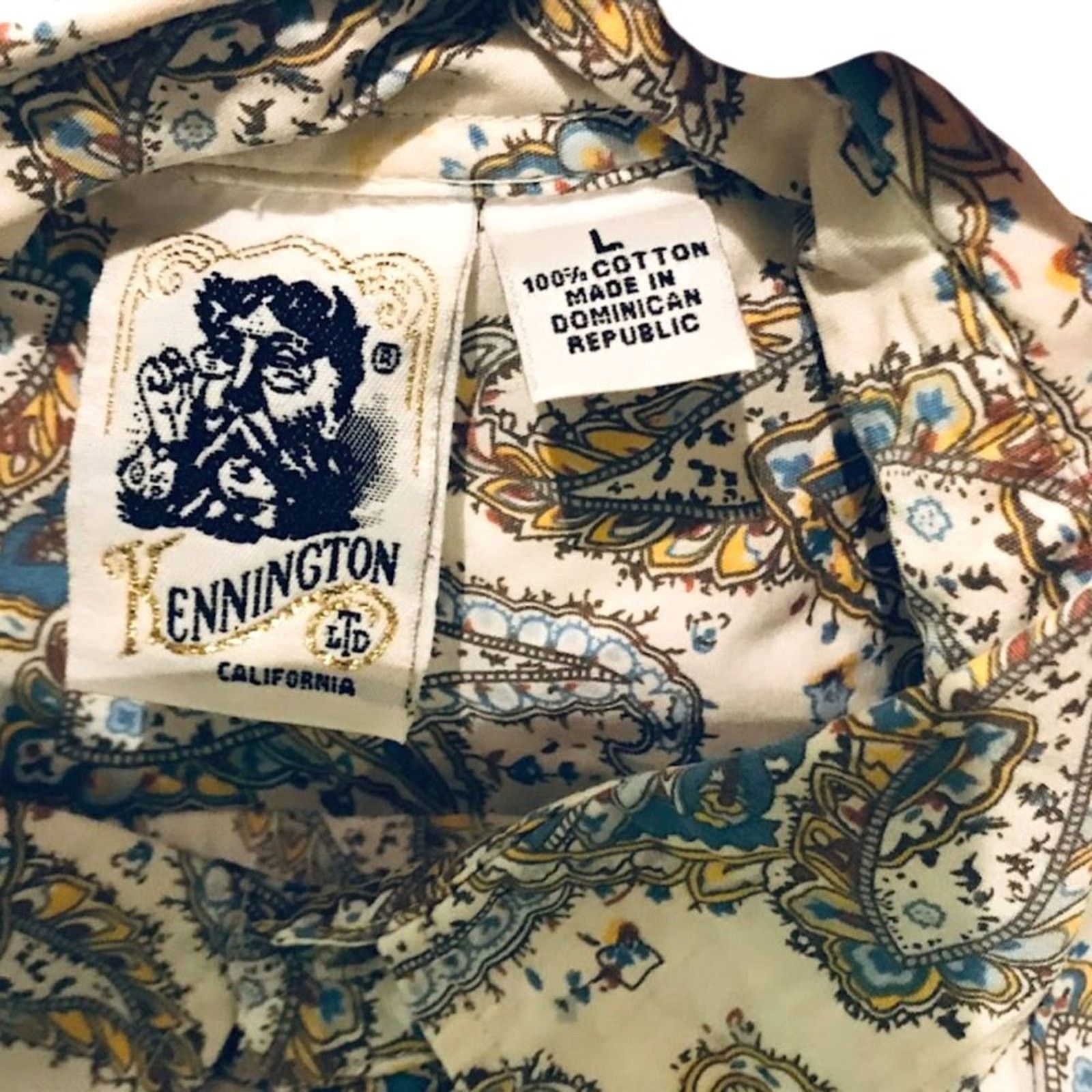 Kennington Ltd. Vintage Kennington California Men`s Shirt Beige Blue L Size US L / EU 52-54 / 3 - 5 Thumbnail