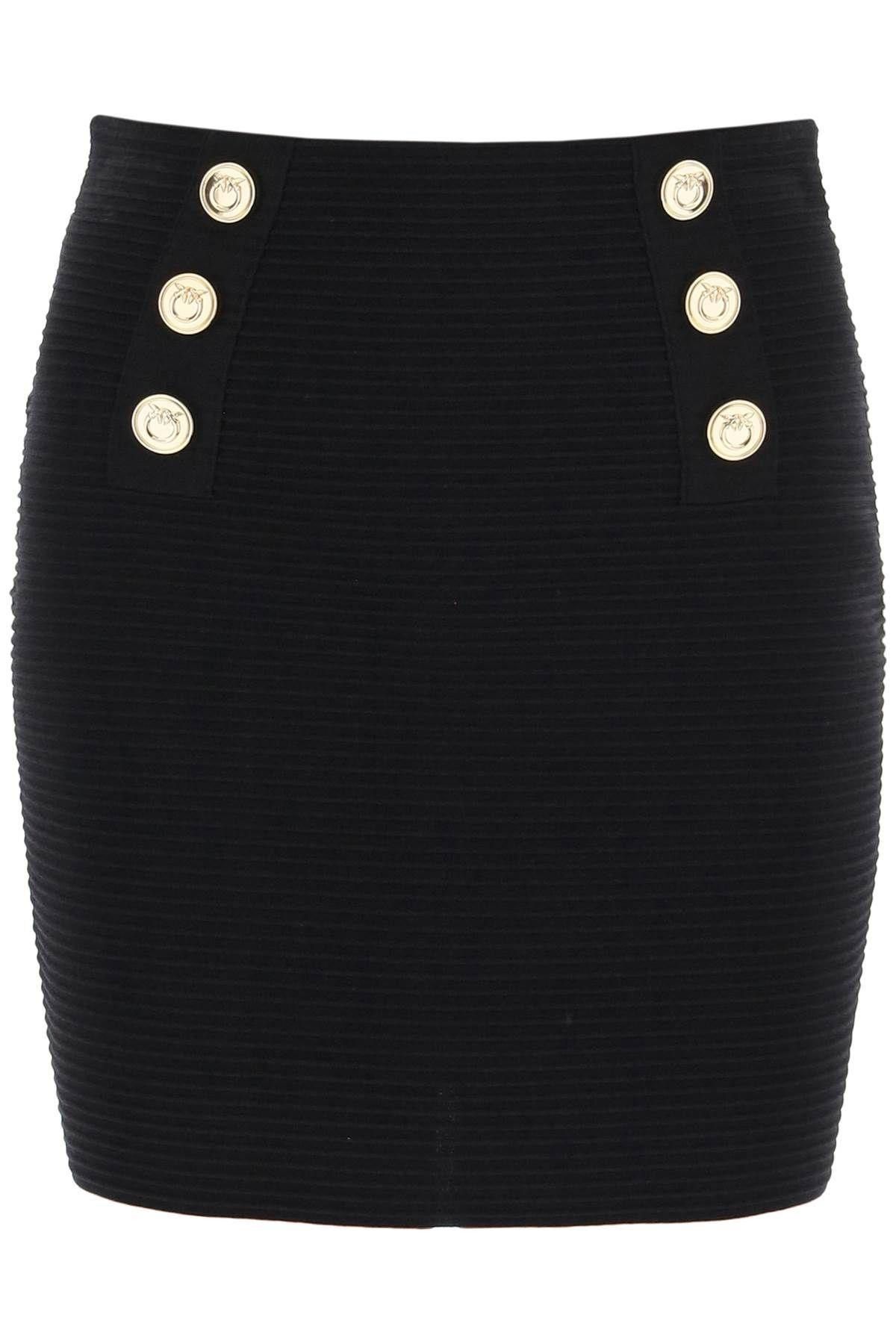 image of Pinko Cipresso Mini Skirt With Love Birds Buttons Size M For Women in Black