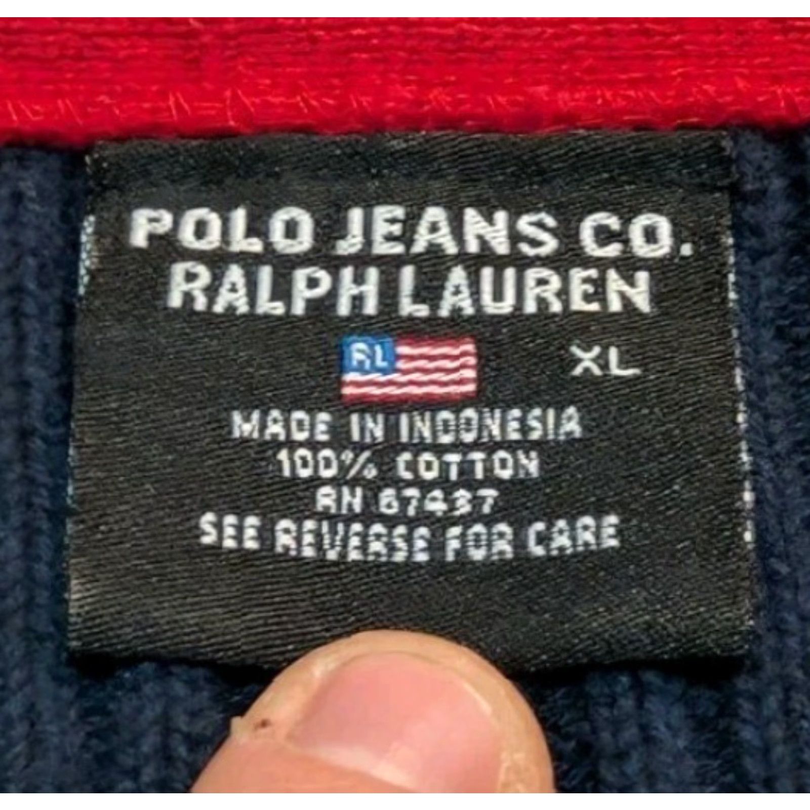 Ralph Lauren VINTAGE Ralph Lauren Jumper Women XL Navy Blue USA Flag 80s 90s Designer Pullover Knit Logo Embroidered Easy Care All Seasons Size XL / US 12-14 / IT 48-50 - 6 Thumbnail