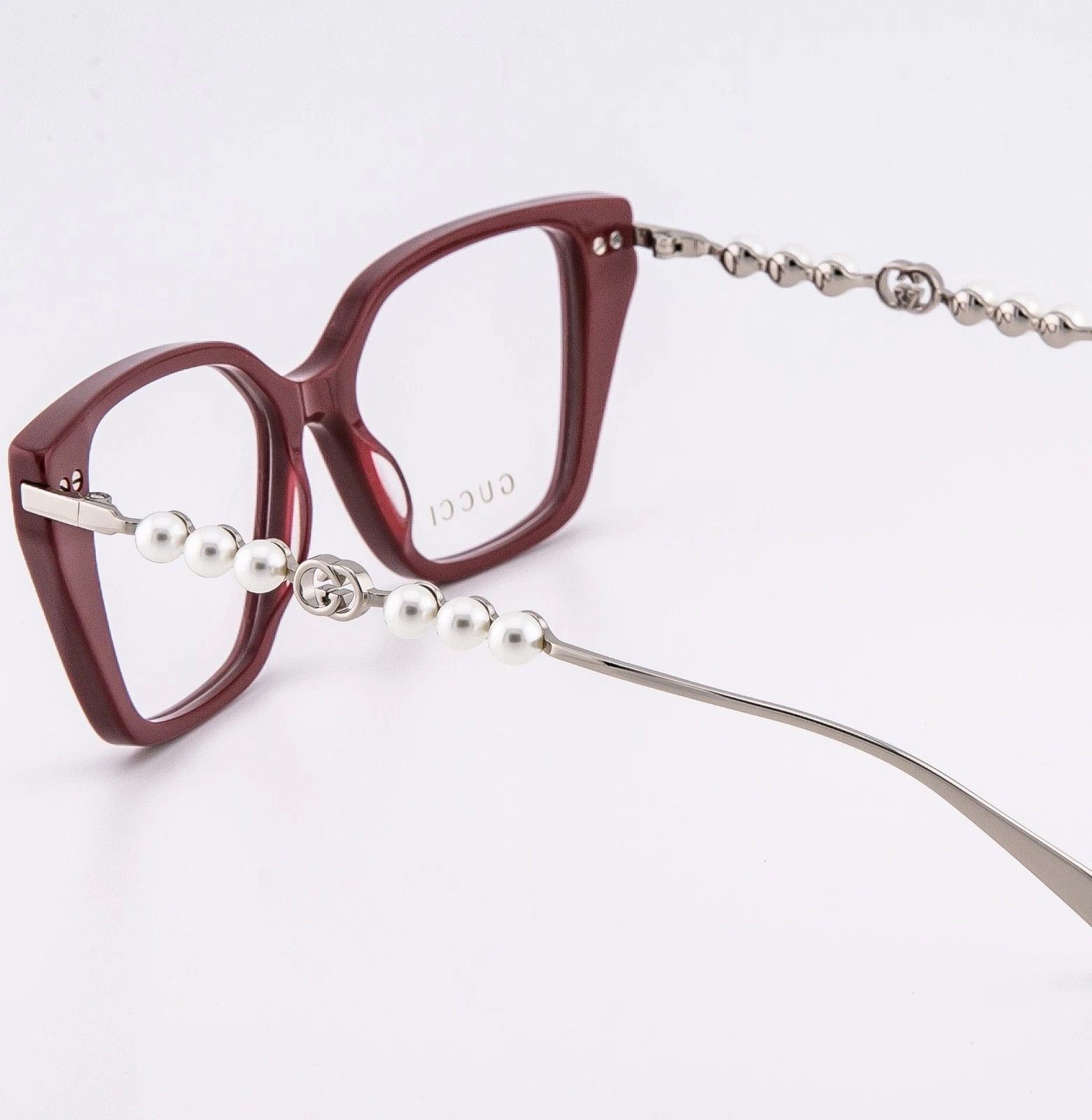 Gucci GUCCI GG1969O 1969 Silver Burgundy Pearl Metal 004 Size ONE SIZE - 2 Thumbnail