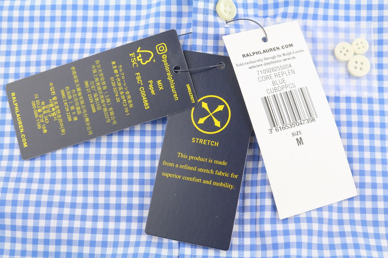 Ralph Lauren CORE REPLEN M Blue Check Button-Down Custom Fit 87005 Size US M / EU 48-50 / 2 - 8 Thumbnail